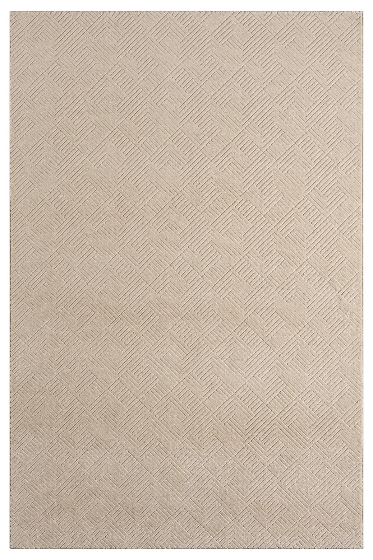 Bej Zikzak Chevron Elmas Desen Modern Halı