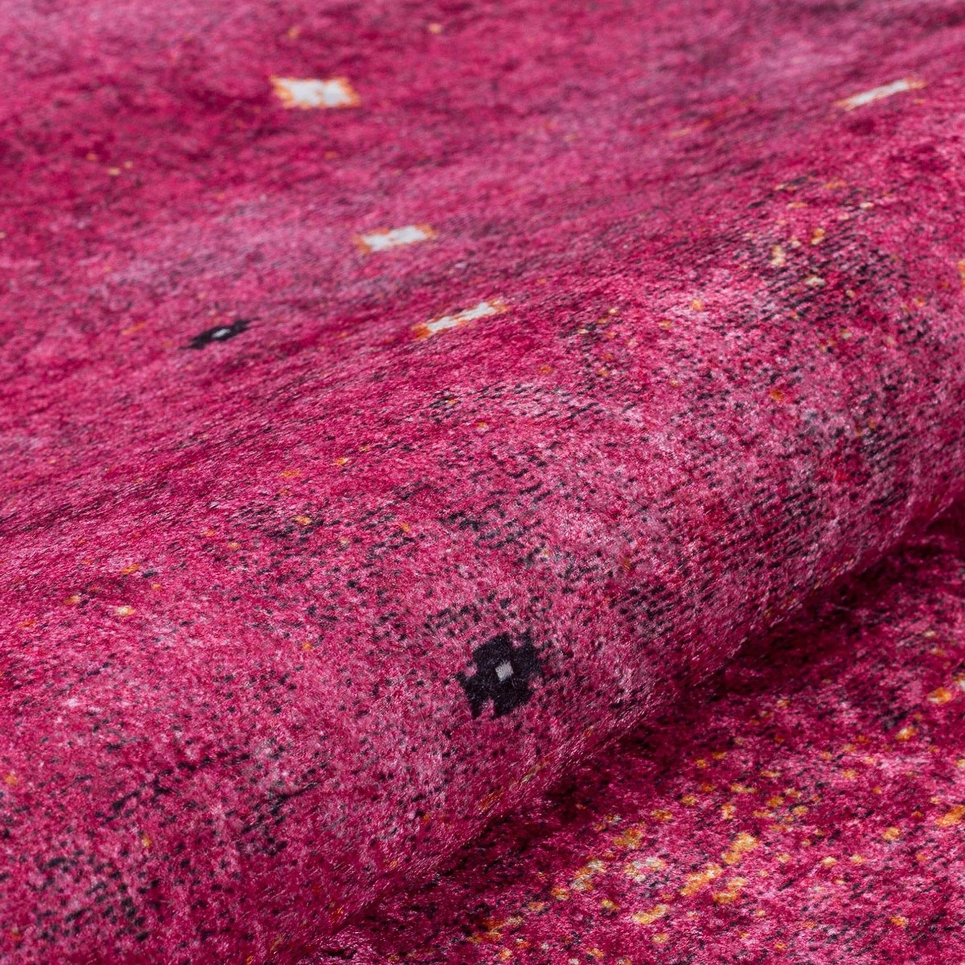 Fuşya Beyaz Minimal Geometrik Desenli Kilim Halı