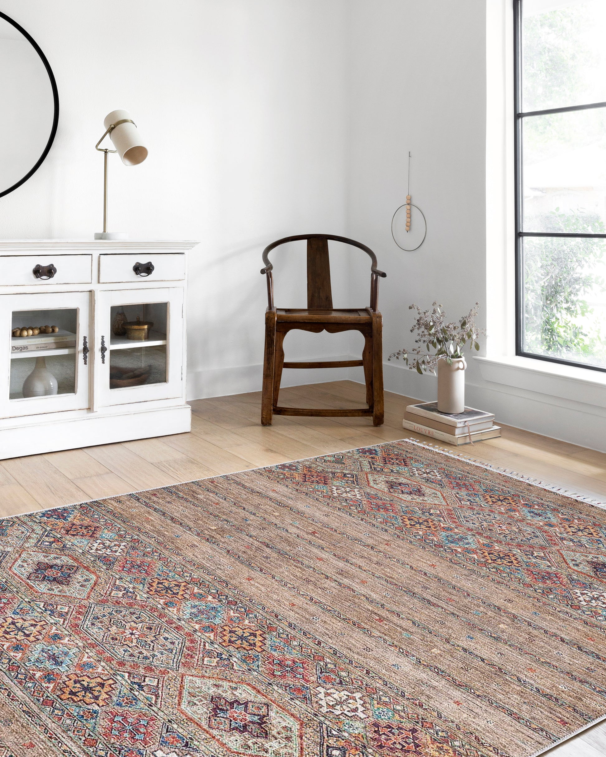 Anadolu Tarzı Kahverengi Bej Geometrik Desenli Kilim Halı - Pera Halı
