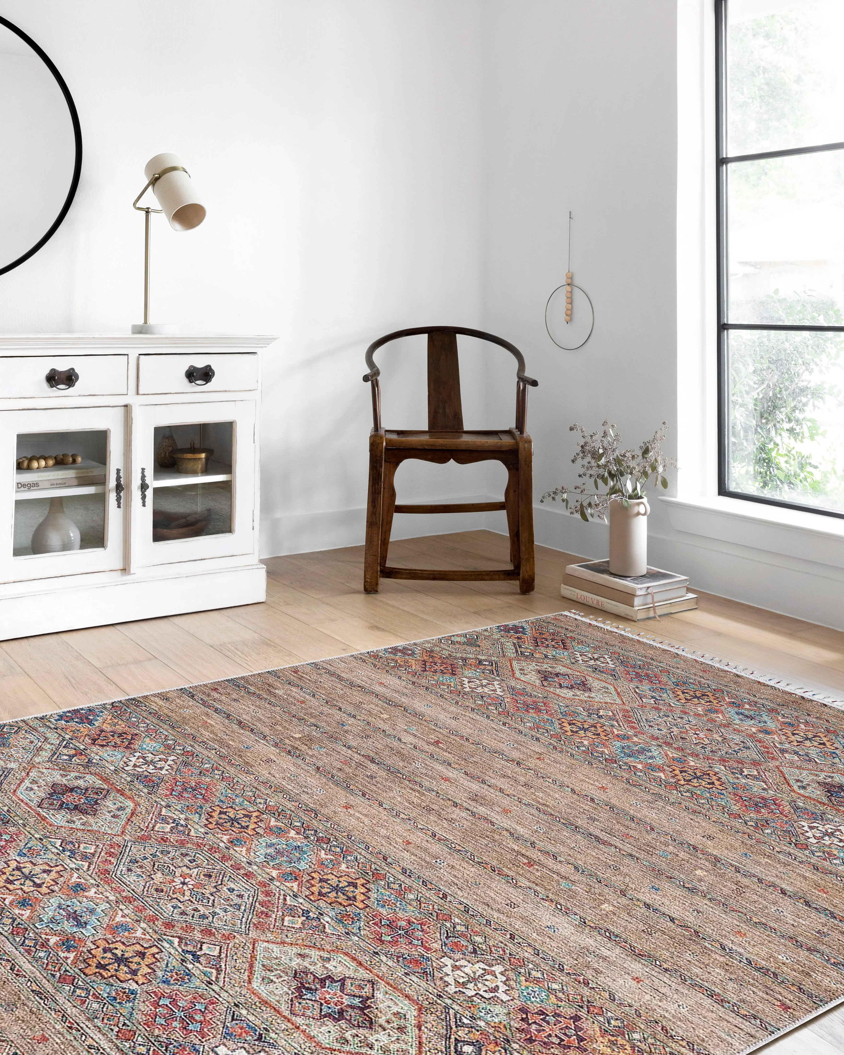 Anadolu Tarzı Kahverengi Bej Geometrik Desenli Kilim Halı