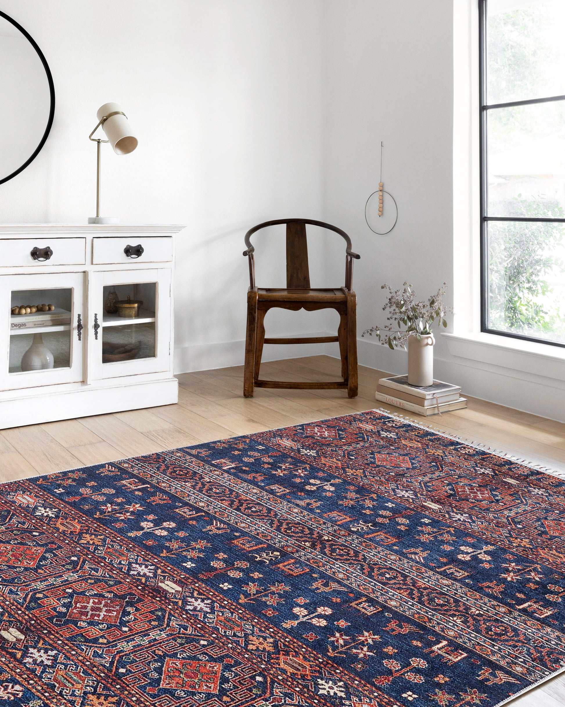 Etnik Lacivert Kırmızı Kilim Halı - Pera Halı