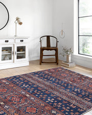 Etnik Lacivert Kırmızı Kilim Halı