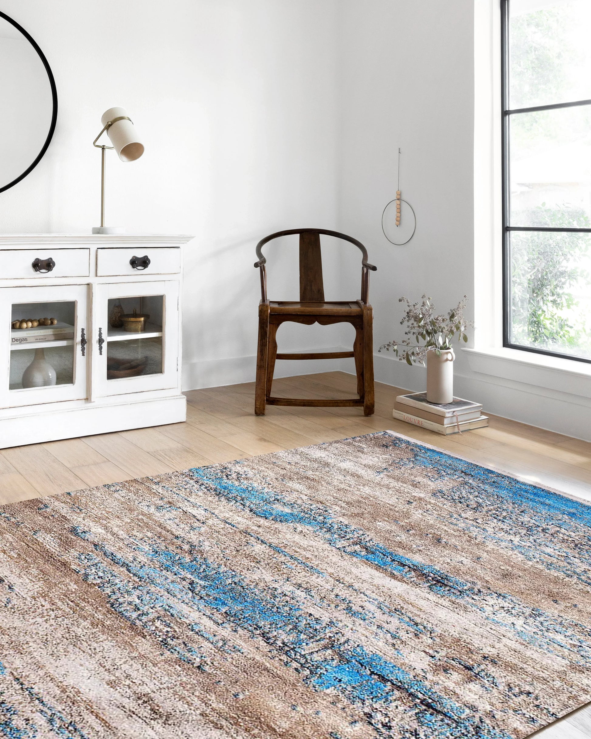 Mavi Bej Modern Halı