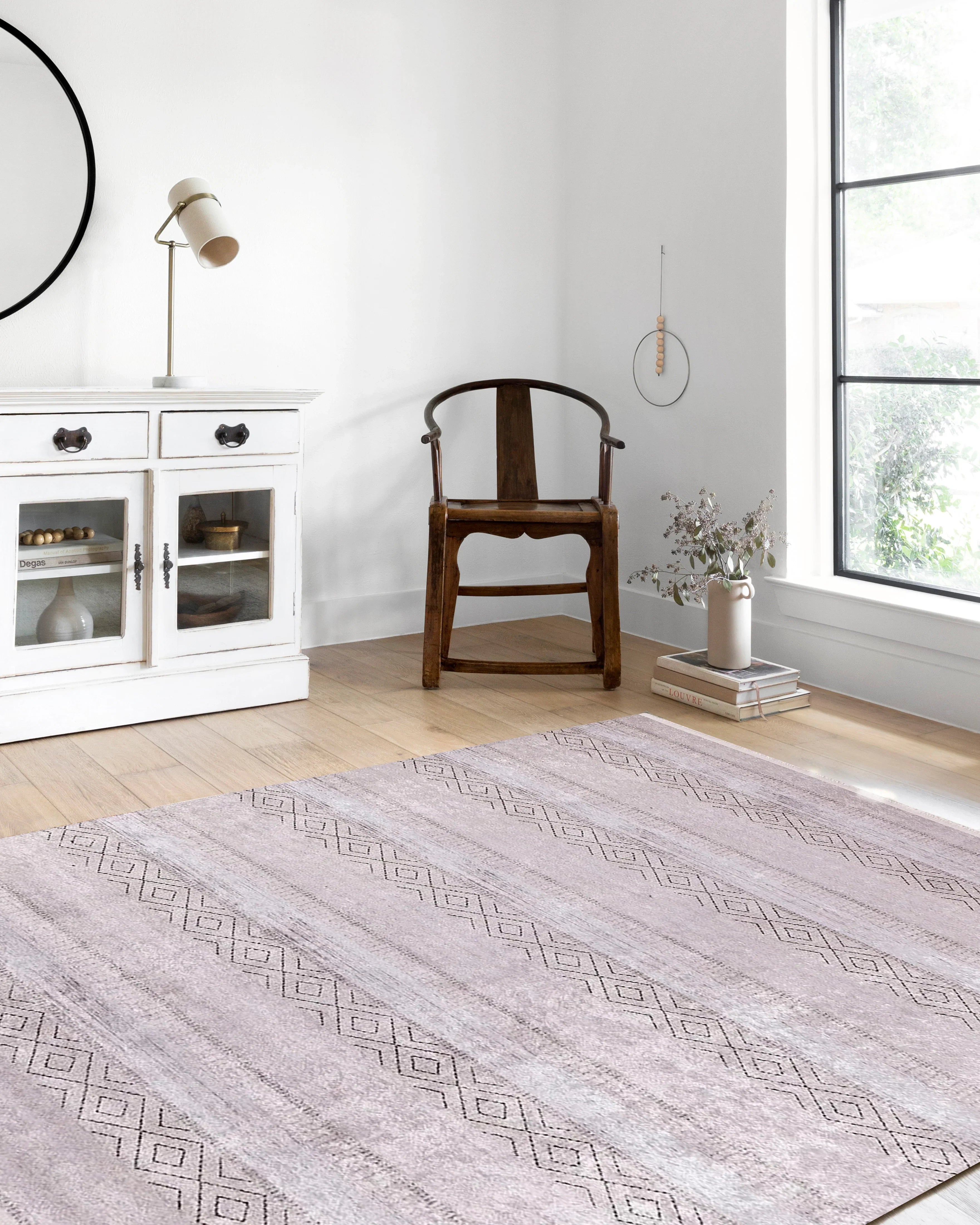 Pastel Pembe Gri Desenli Vintage Halı