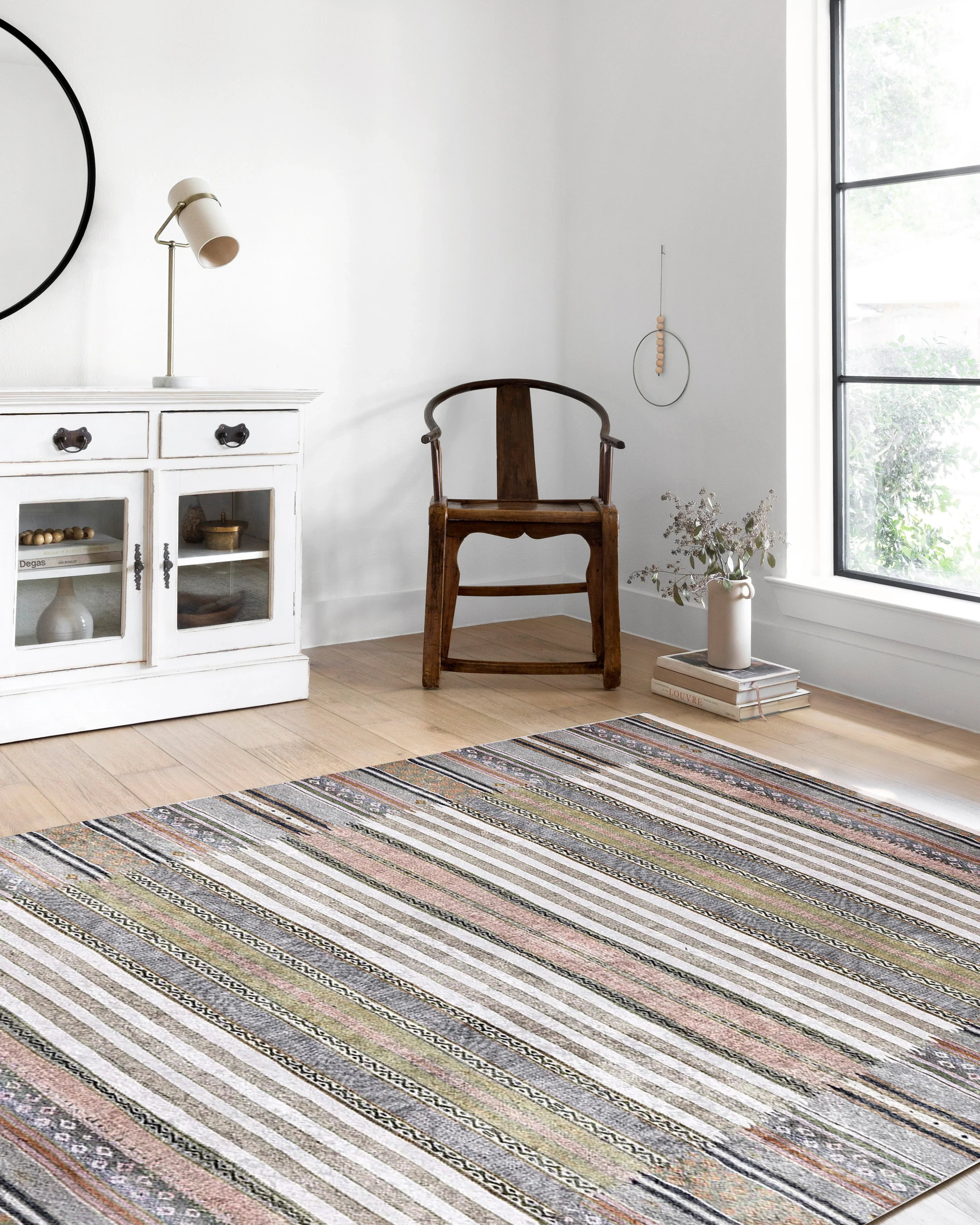 Renkli Çizgili Desenli Anadolu Kilim Halı