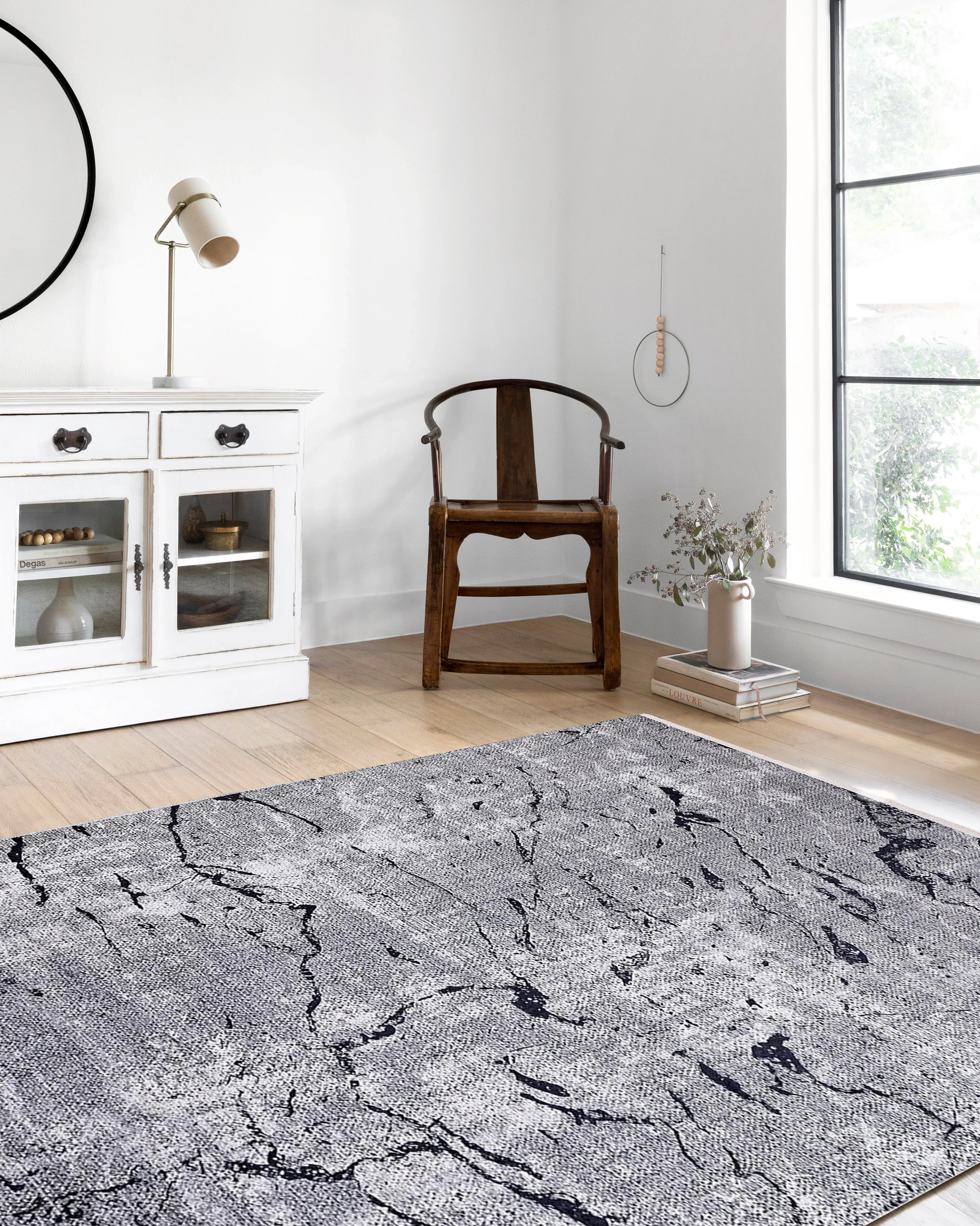 Mermer Desenli Gri Halı