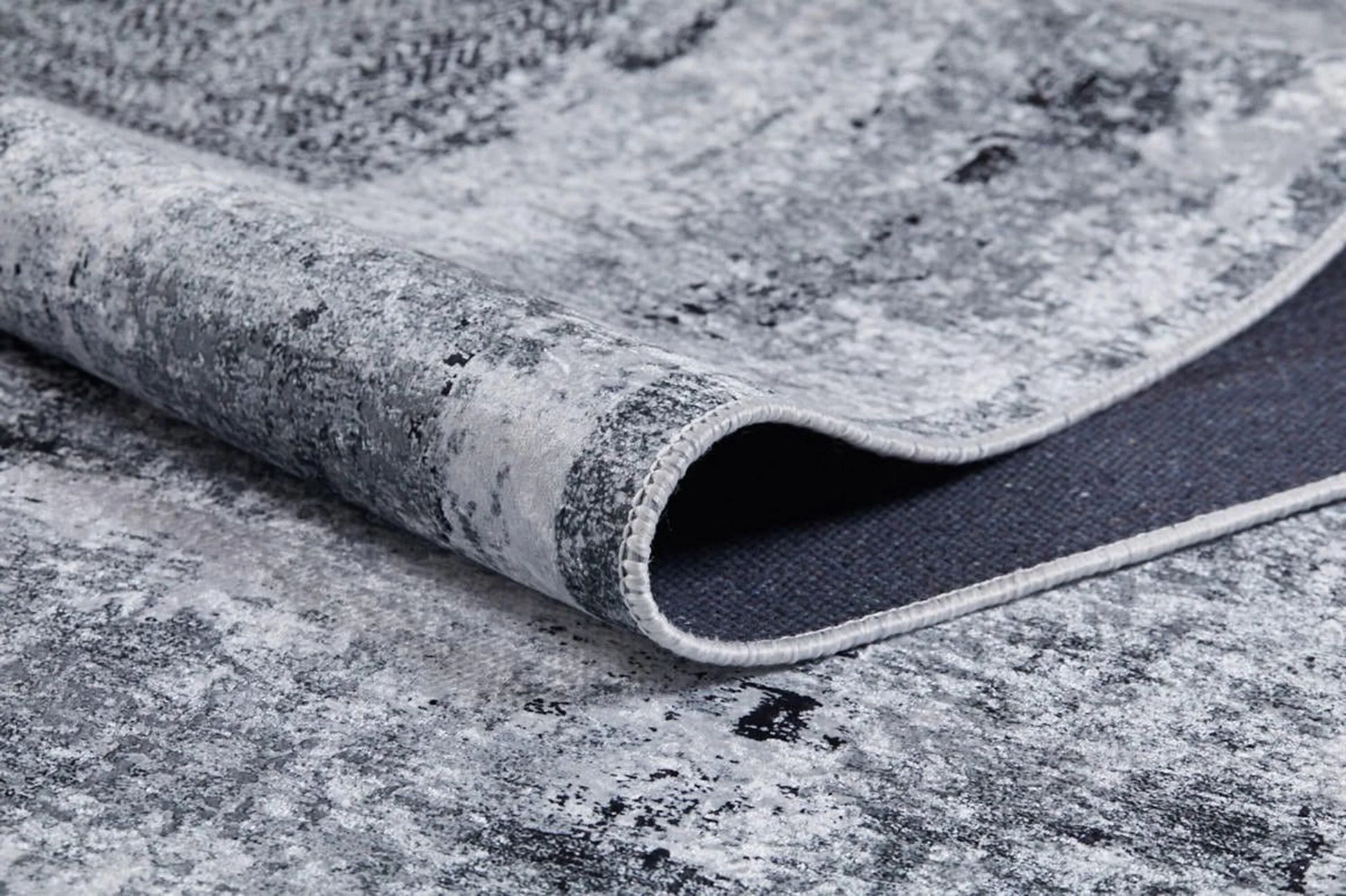 Eskitme Gri Abstract Desenli Halı