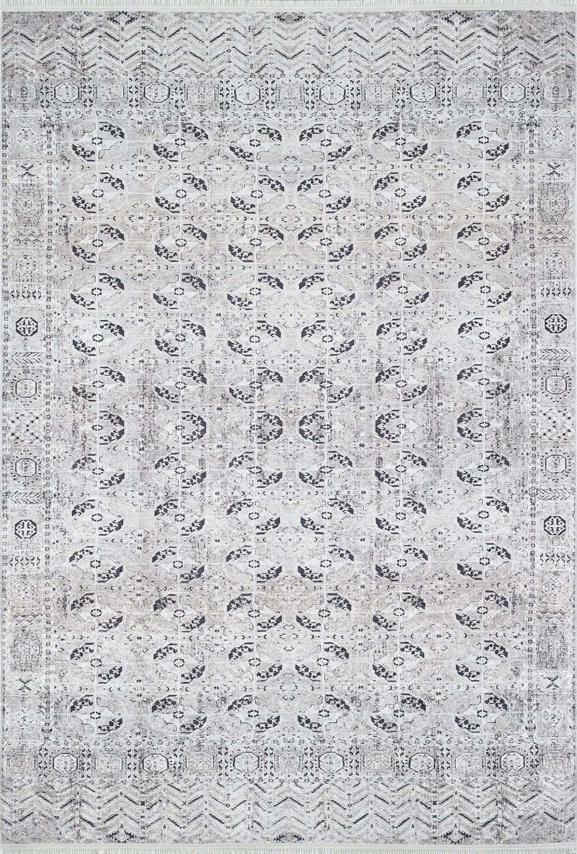 Turuncu Gümüş Geometrik Desenli Kilim Halı - Pera Halı