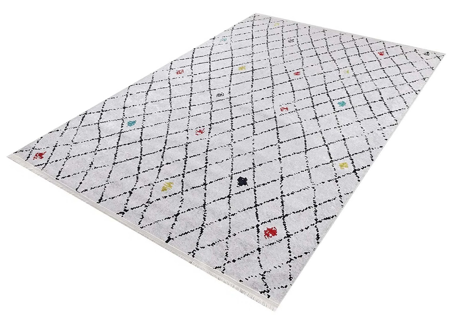 Beyaz Krem Çizgili Kilim Halı