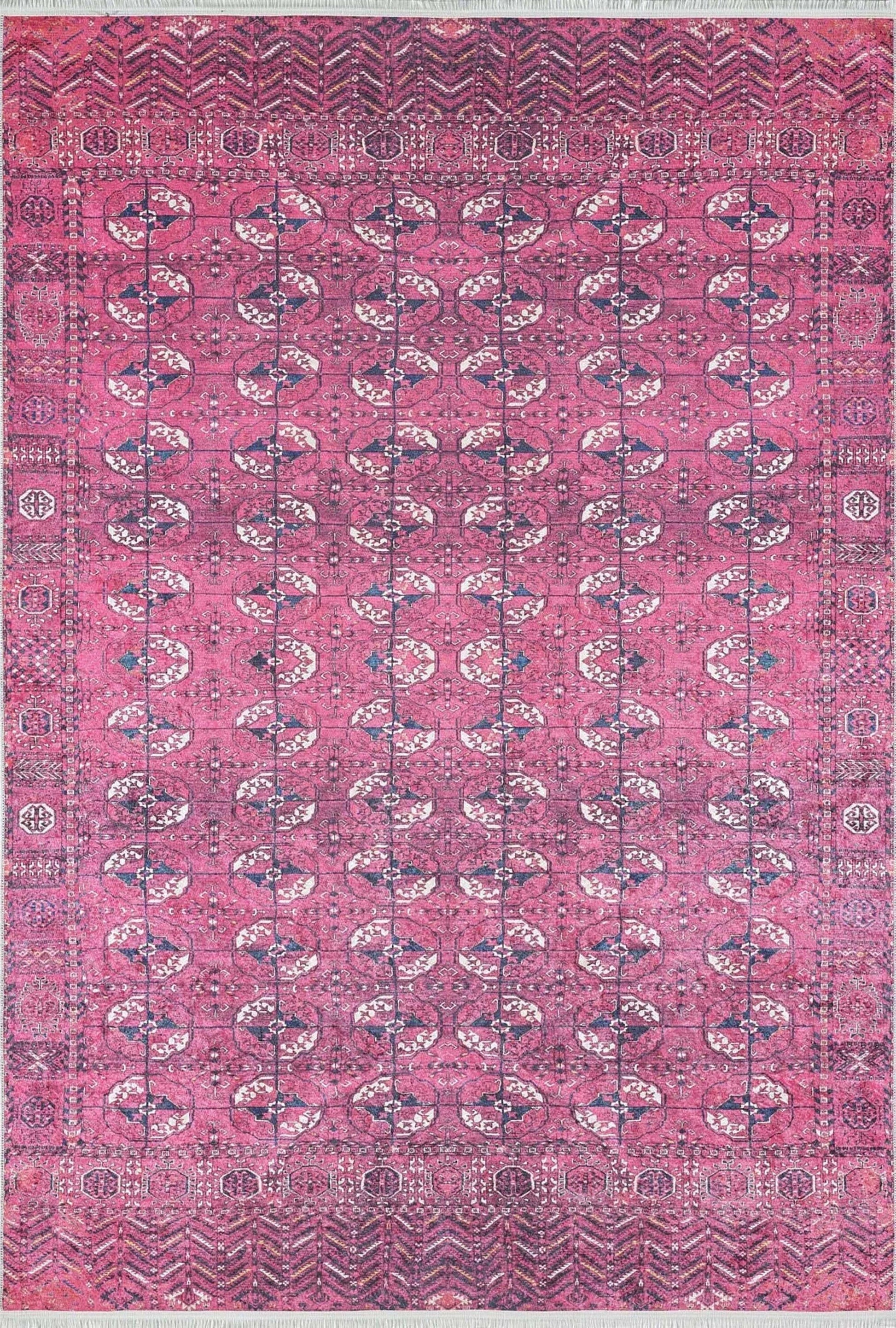 Sıcak Pembe Geometrik Desenli Halı - Pera Halı