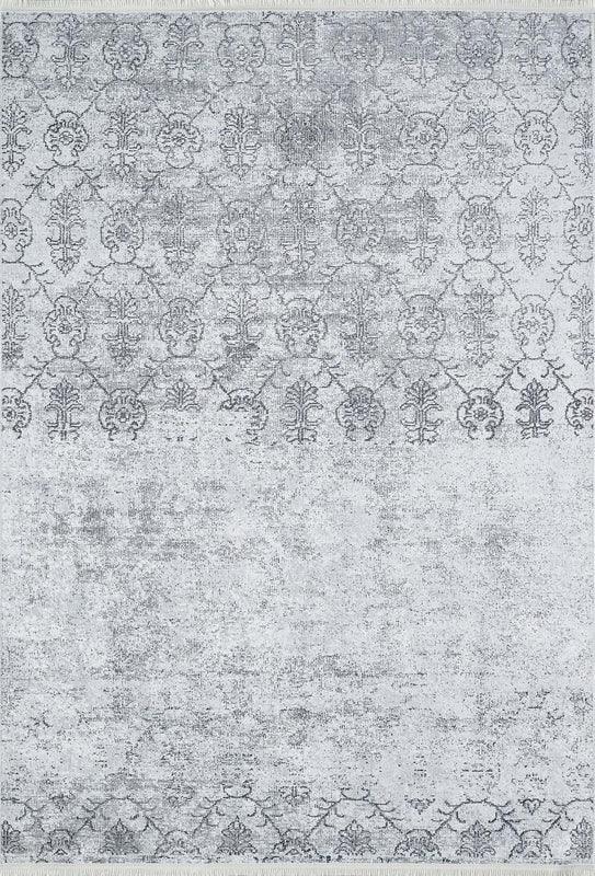 Eskitme Gri Desenli Halı