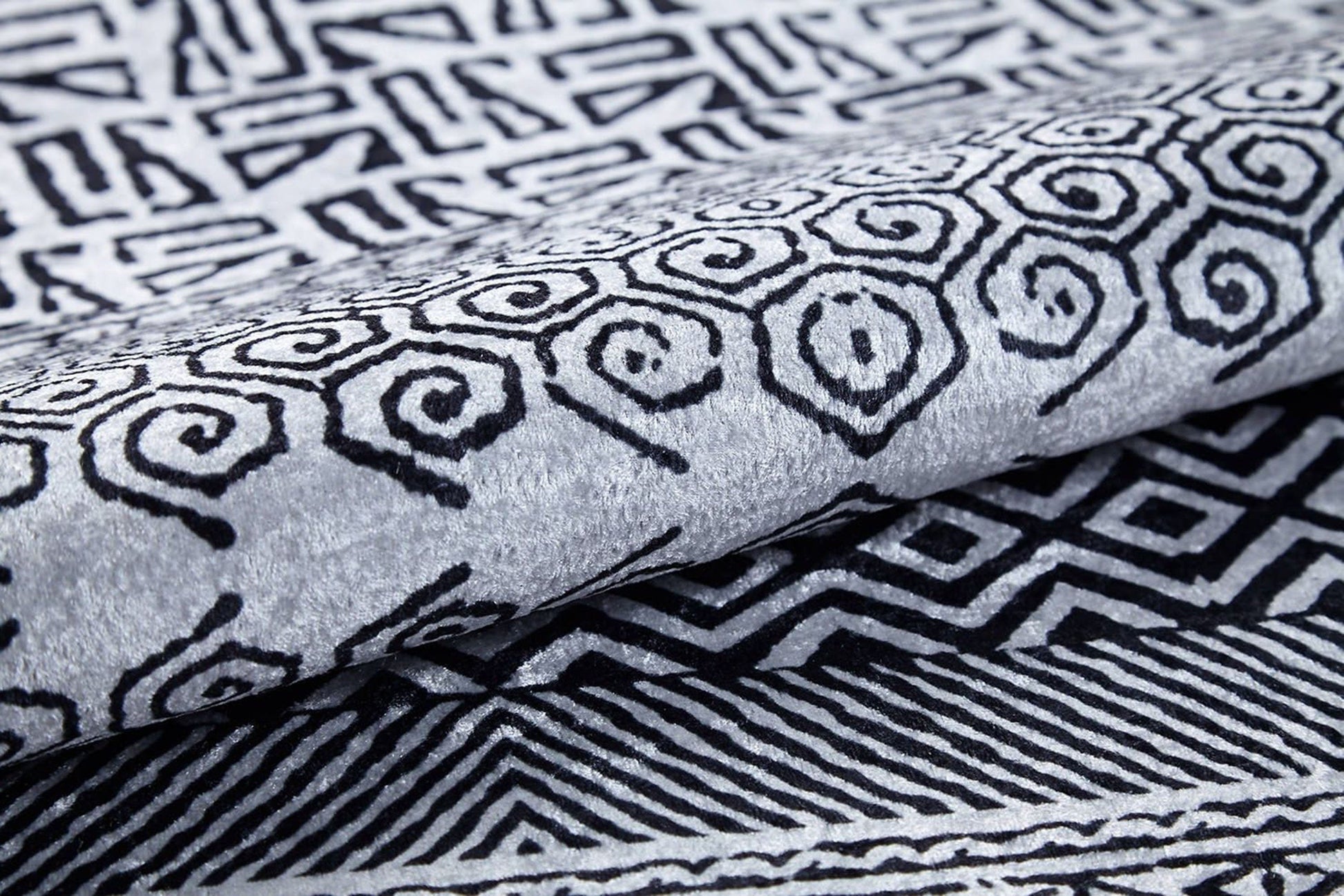 Gri Siyah Geometrik Desenli Halı - Pera Halı