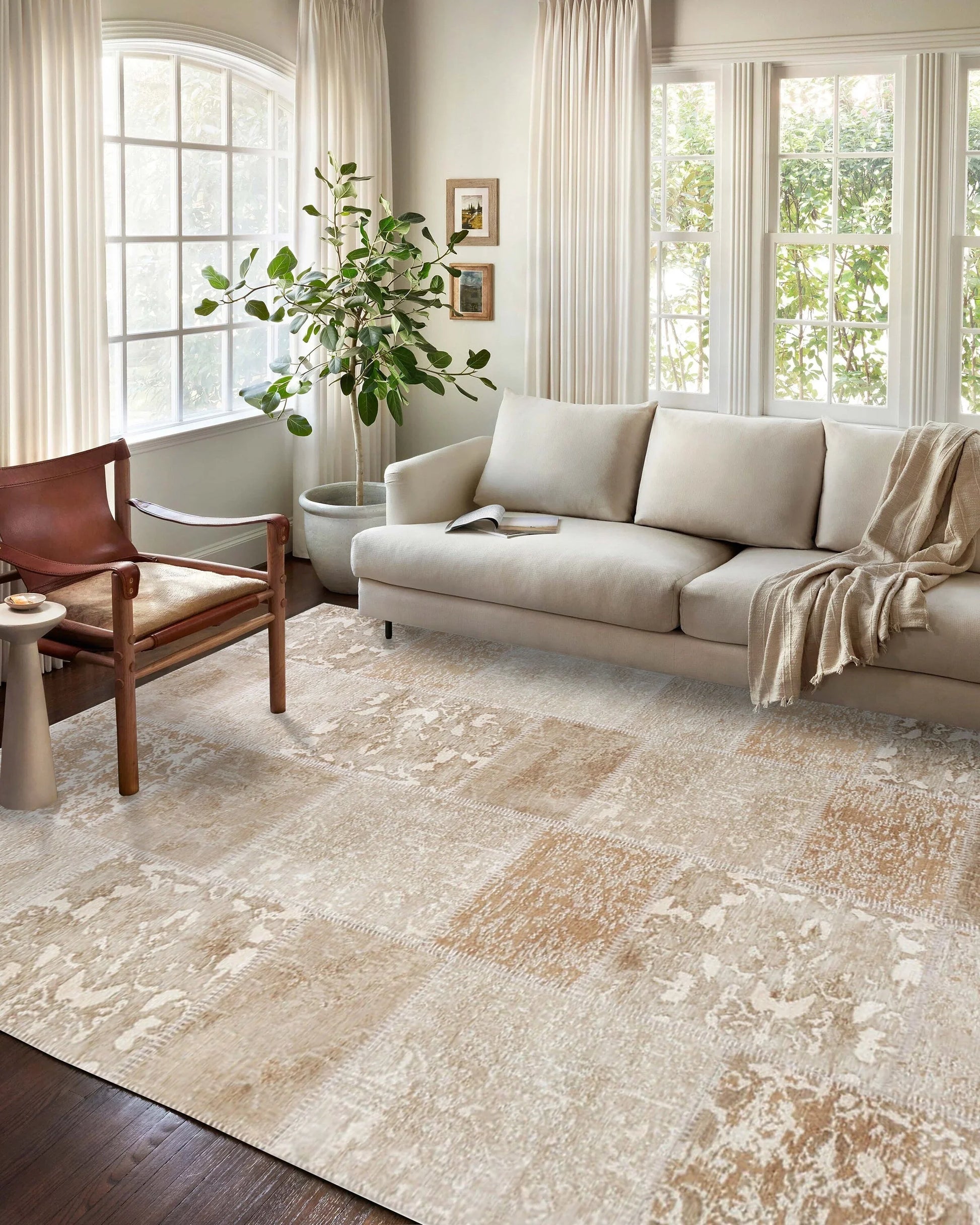 Eskitme Patchwork Bej Halı