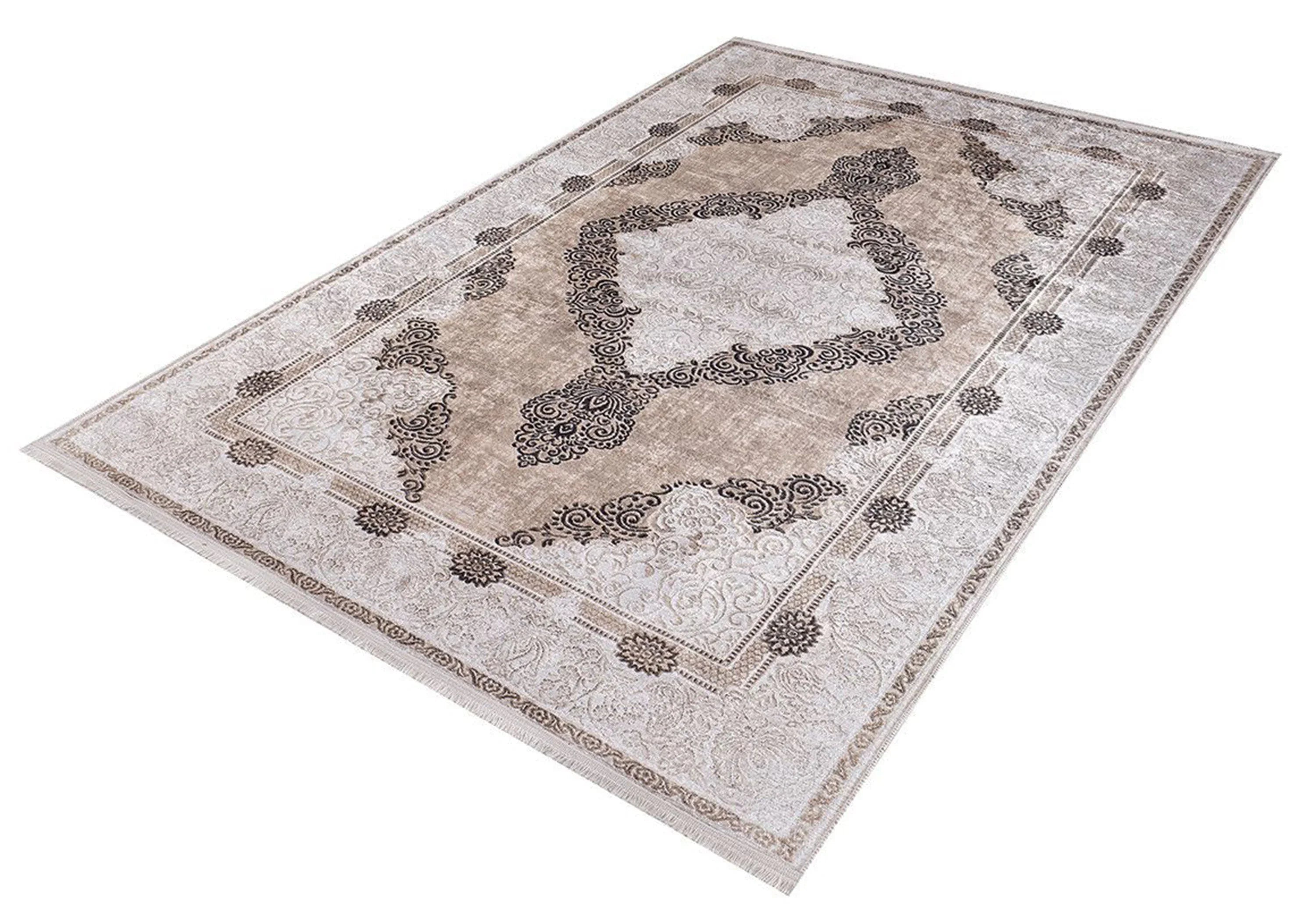 Bej Pembe Eskitme Kahverengi Kilim Halı