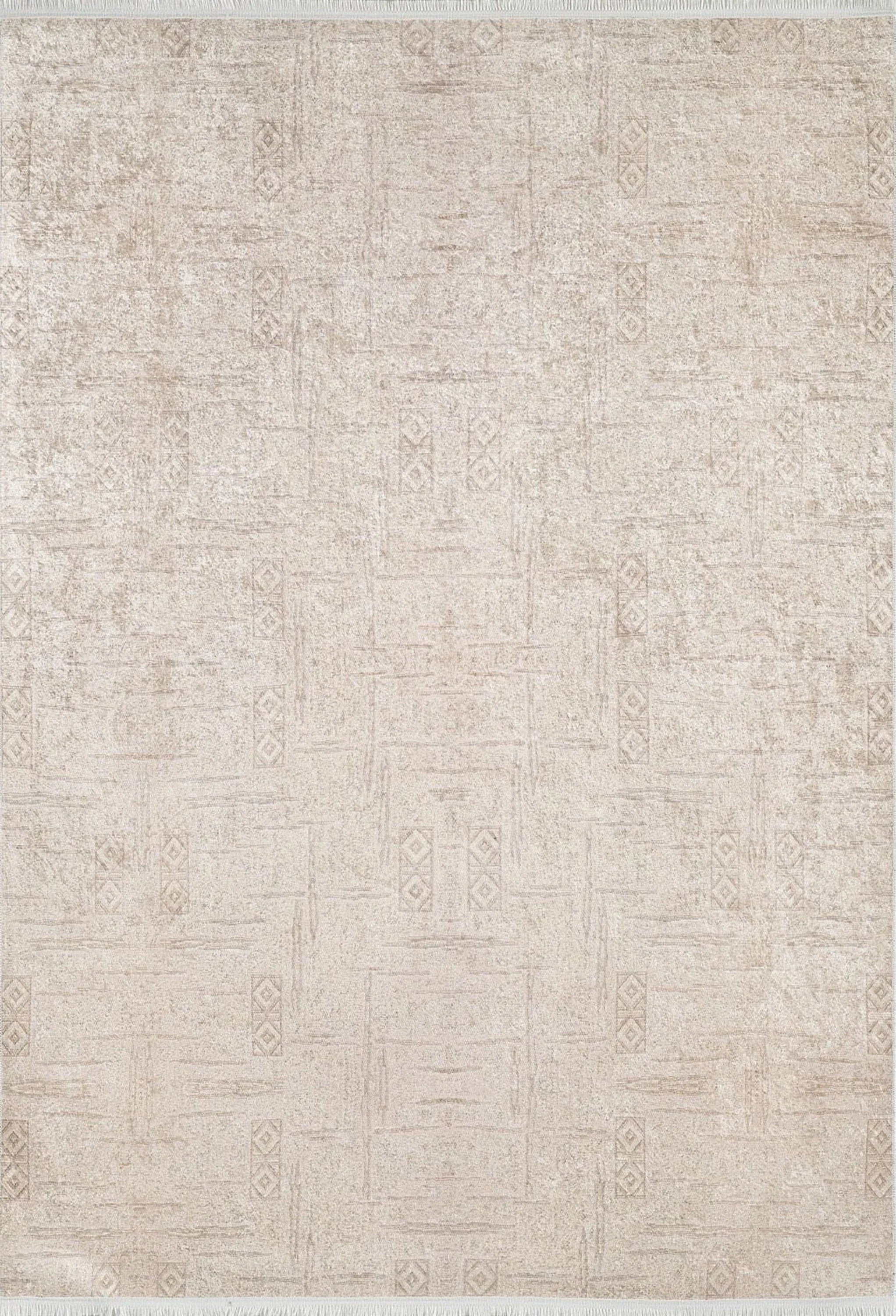 Soluk Bej Geometrik Desenli Halı