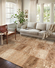 Eskitme Patchwork Açık Kahverengi Halı