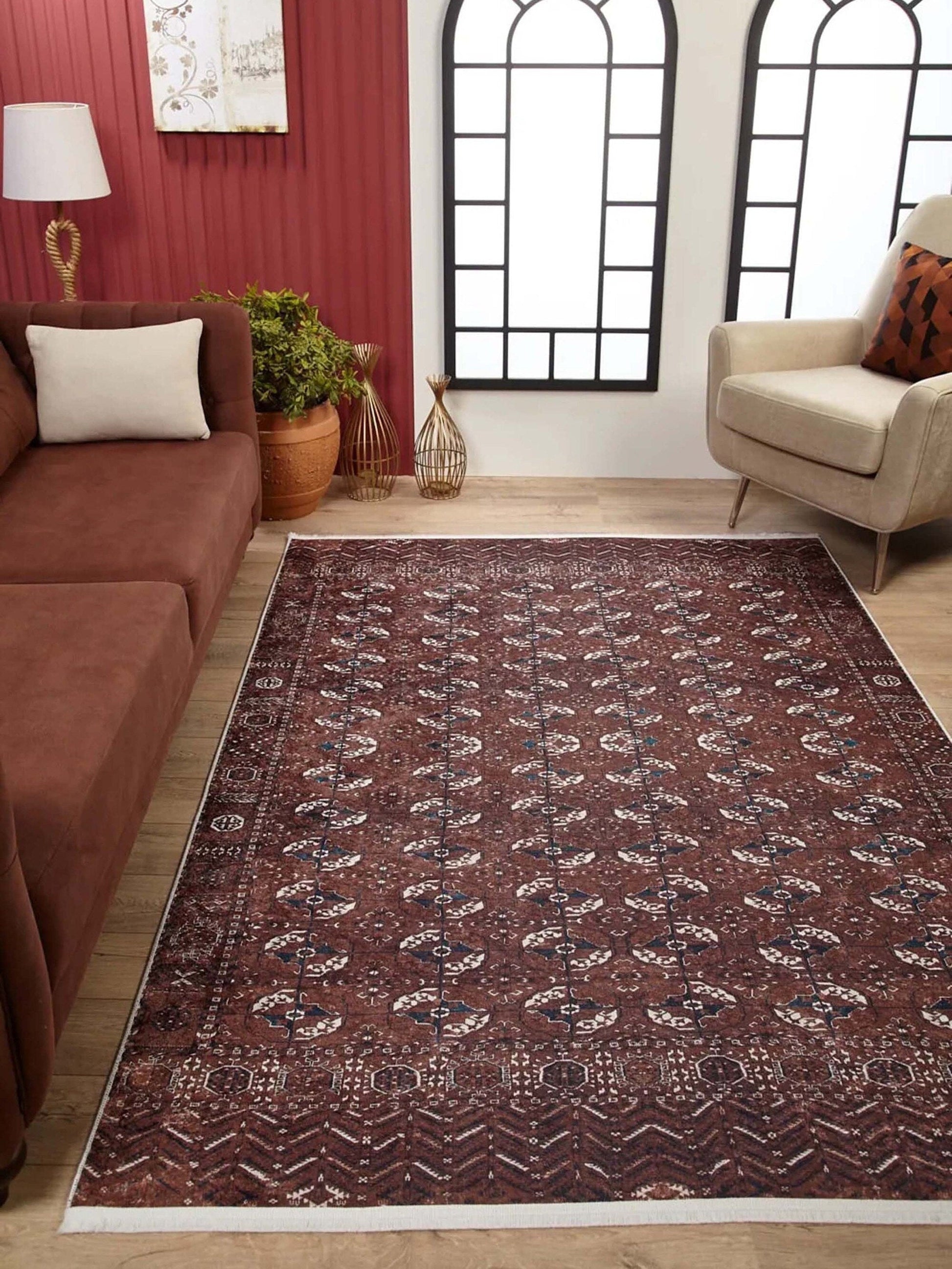 Kahverengi Bokhara Desenli Halı - Pera Halı