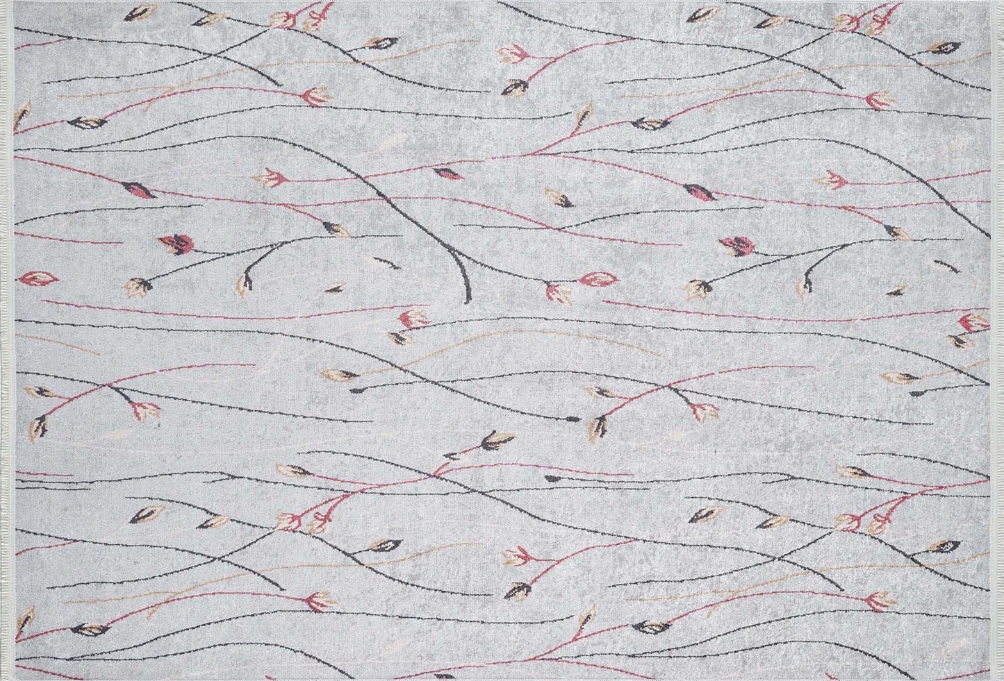 Gri Minimalist Çiçek Desenli Halı - Pera Halı