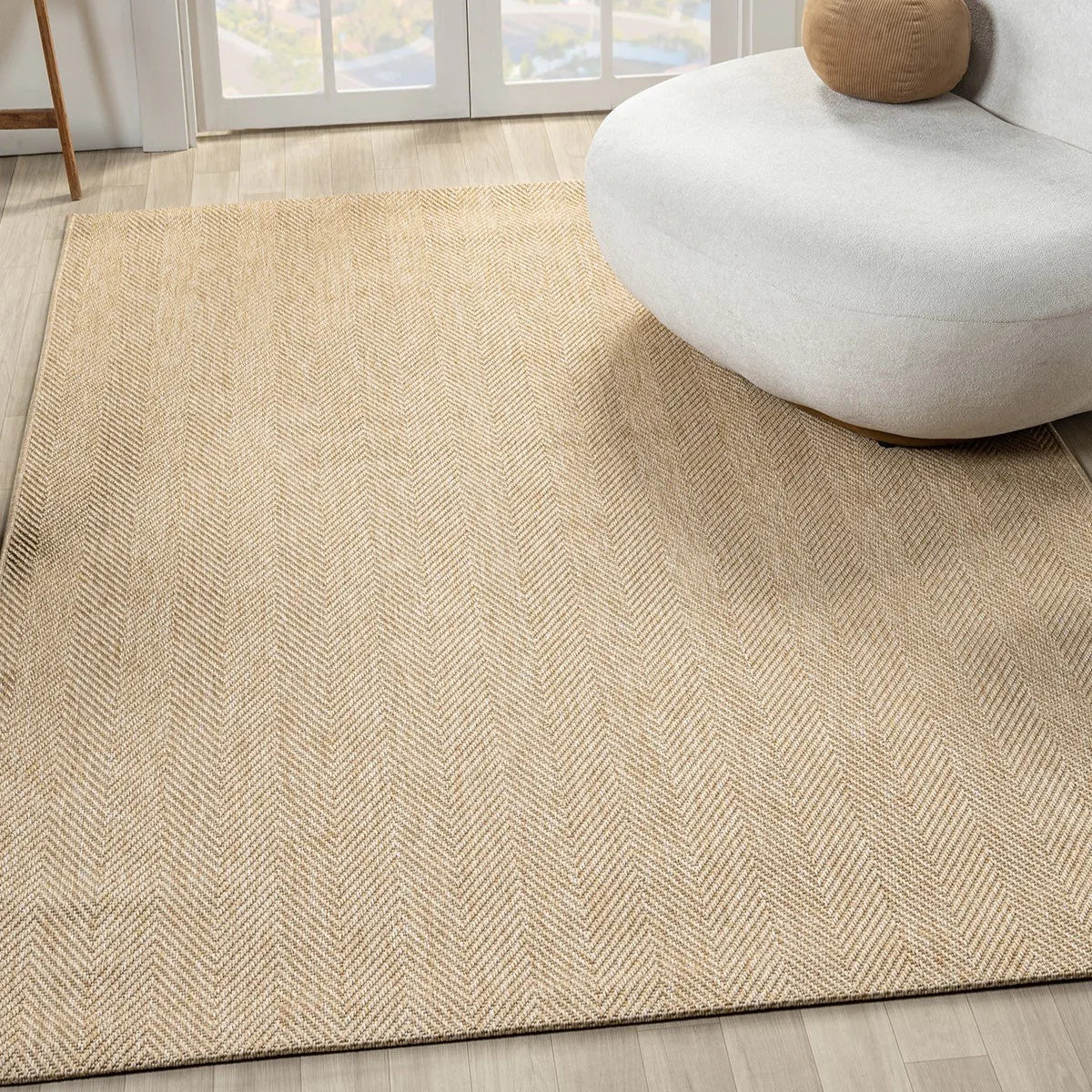 Düz Bej Kılçık Desenli Modern Halı