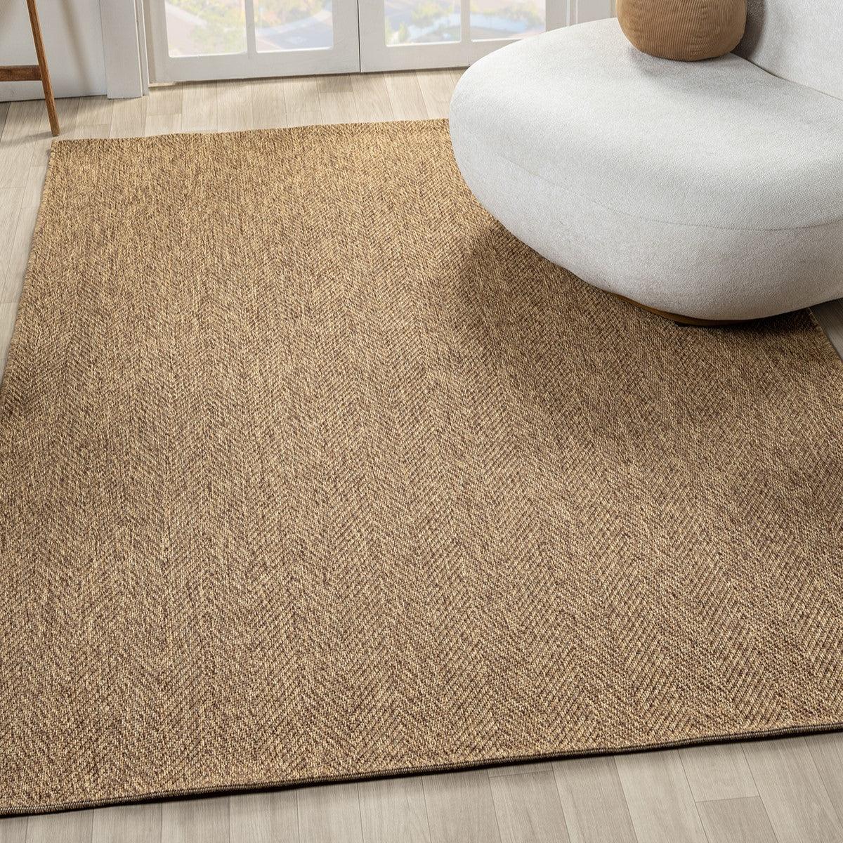 Düz Kahve Toprak Kılçık Desenli Halı