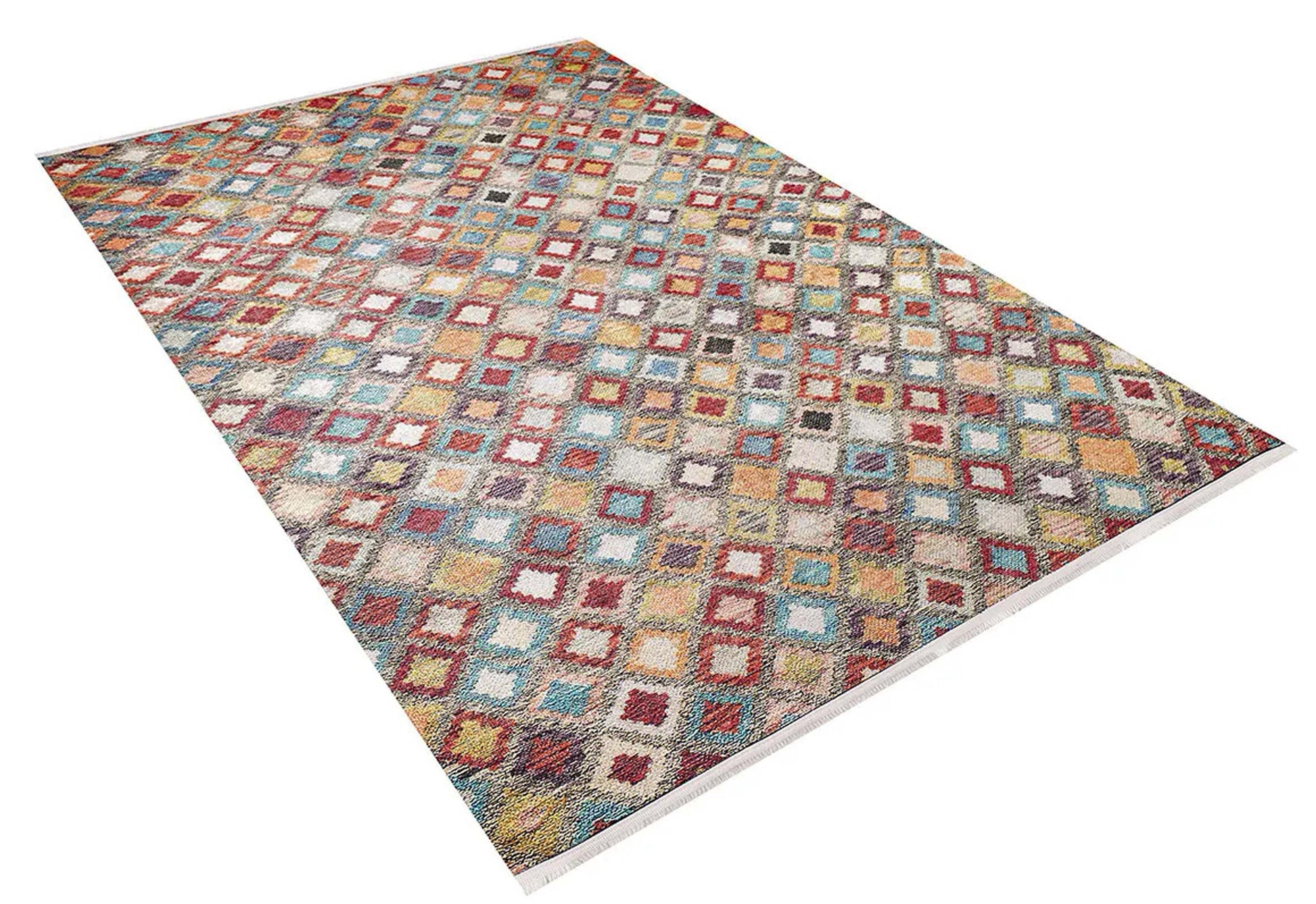 Renkli Kare Desenli Anadolu Kilim Halı - Pera Halı