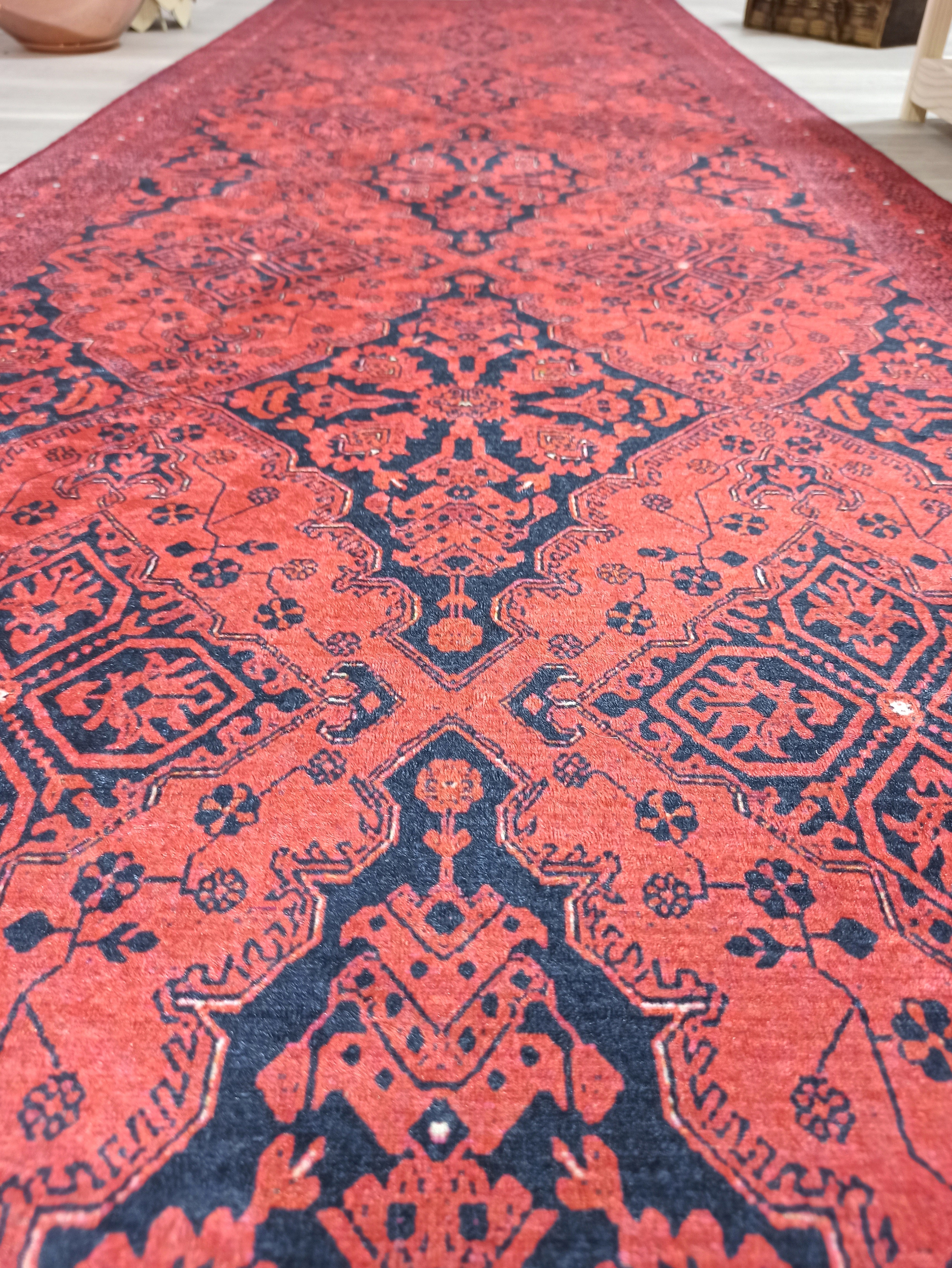 Brown Beige Geometric Antique Art Deco Rug
