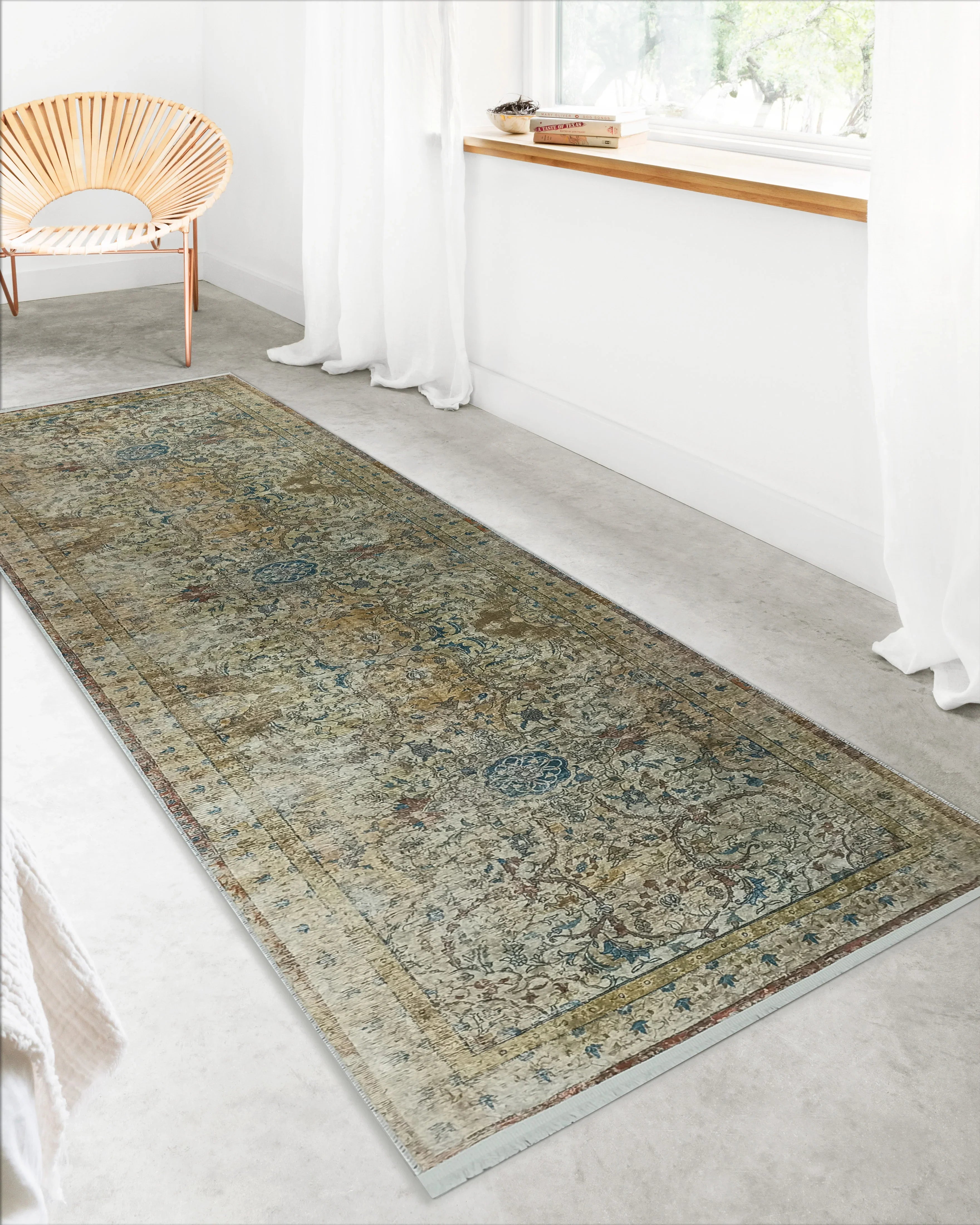 İran Bej Mavi Vintage Halı