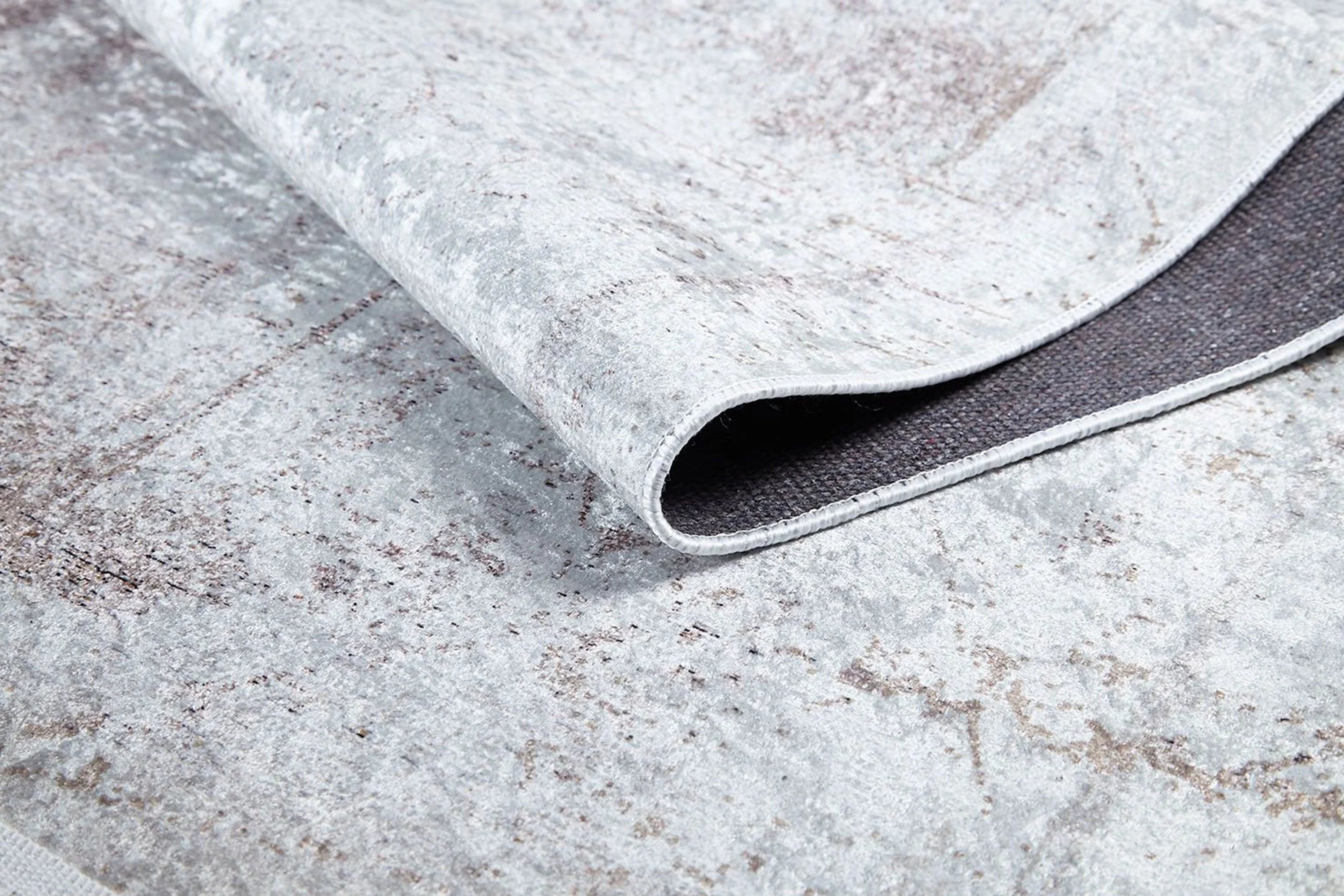 Eskitme Bej Kahverengi Abstract Desenli Halı