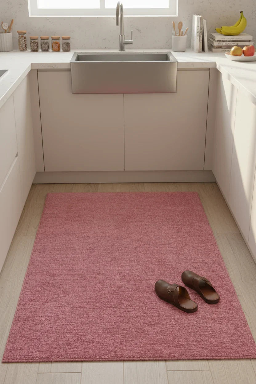 Pembe Düz Modern Yıkanabilir Antibakteriyel Halı