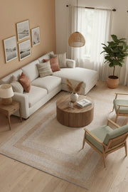 Beyaz Bej Modern Yıkanabilir Antibakteriyel Salon Halısı