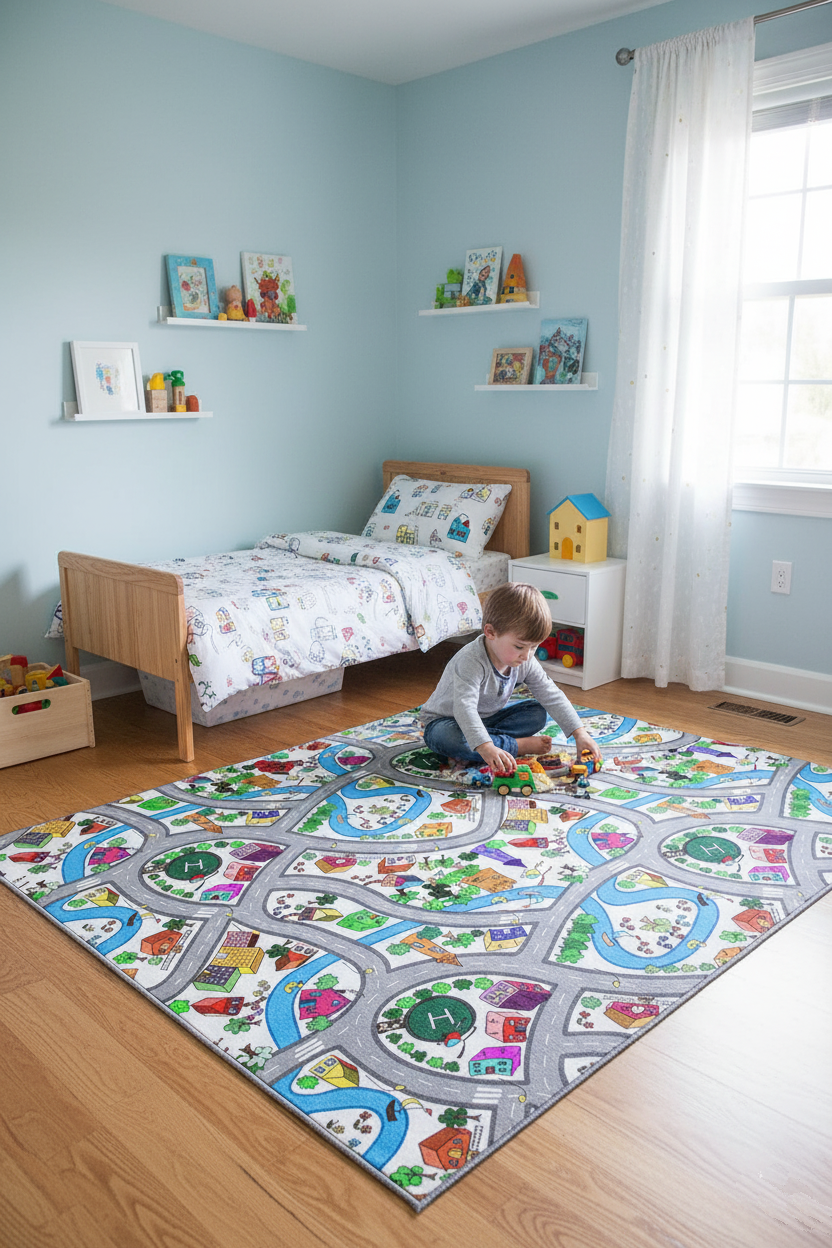 Kinderteppich mit Verkehrsmotiv