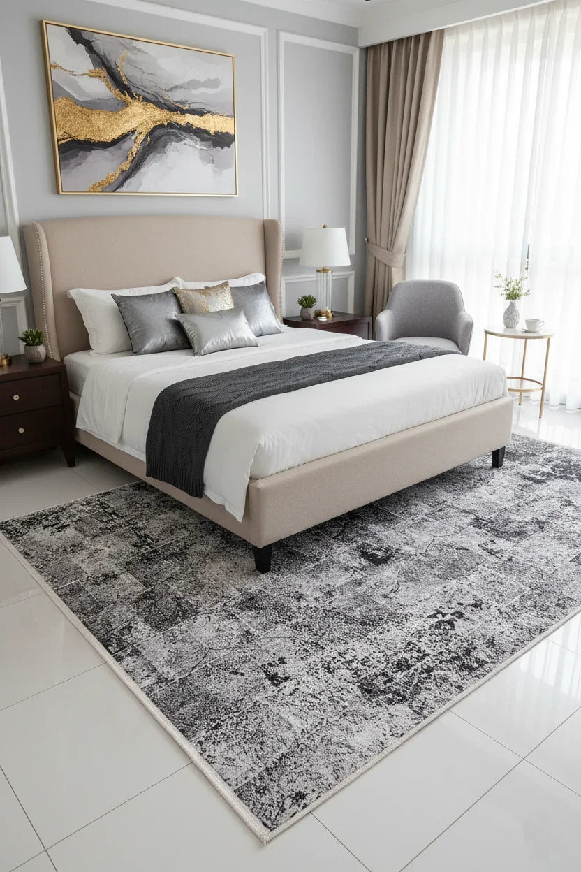 Siyah Beyaz Geçişli Modern Soyut Halı