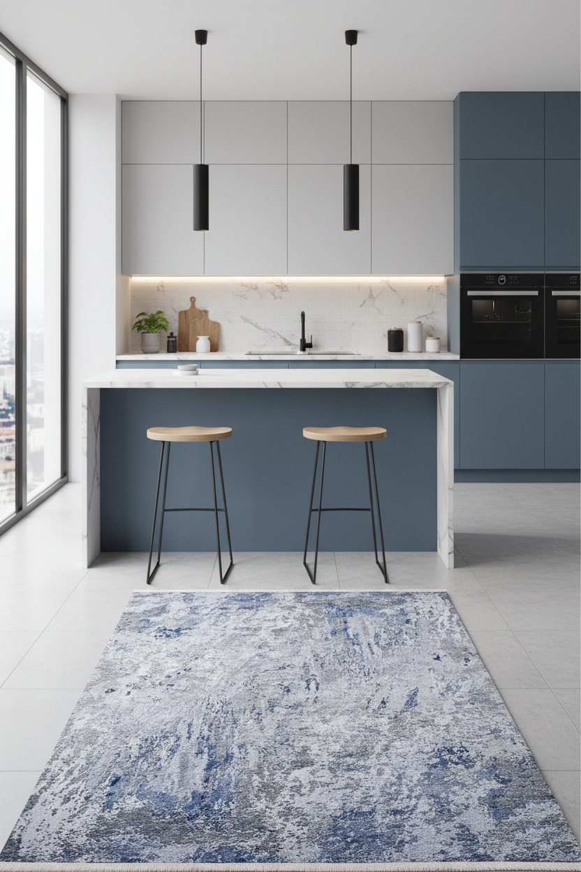 Blue Gray Modern Carpet