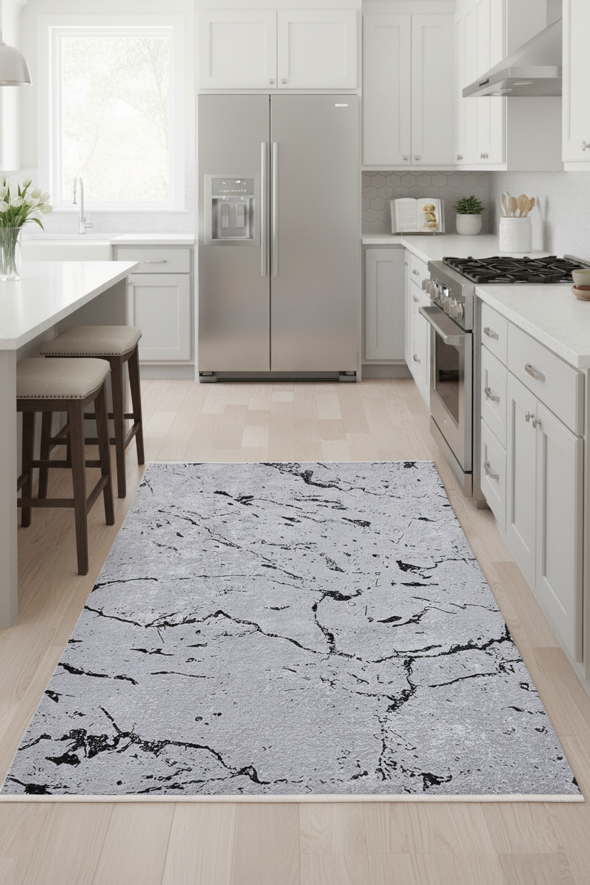 Marble Patterned Gray Modern Carpet