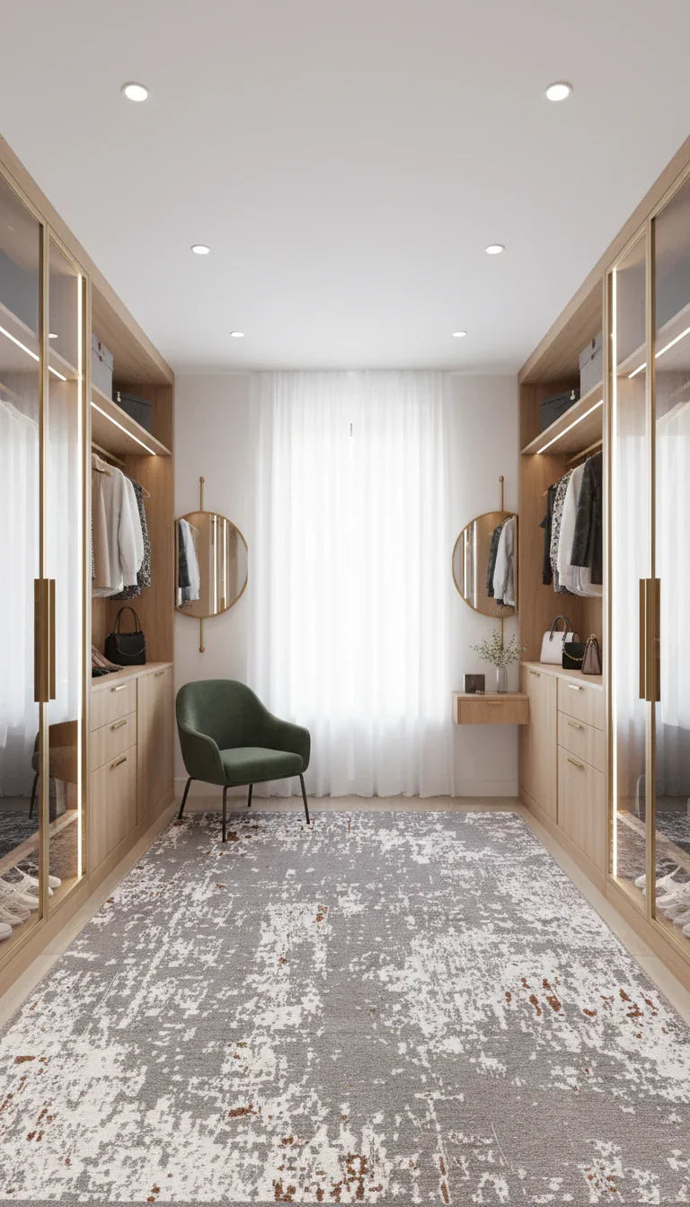 Gri Kahve Çift Taraflı Modern Yıkanabilir Antibakteriyel Halı