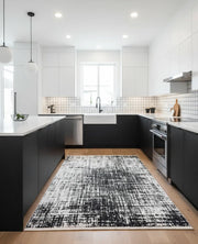 Siyah Beyaz Grafik Modern Soyut Halı