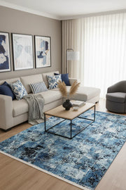 Mavi Tonlamalı Modern Soyut Halı