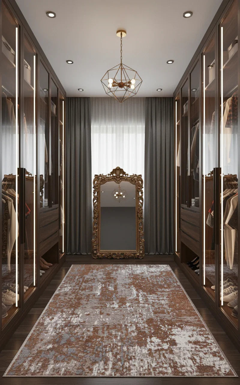 Gri Kahve Çift Taraflı Modern Yıkanabilir Antibakteriyel Halı