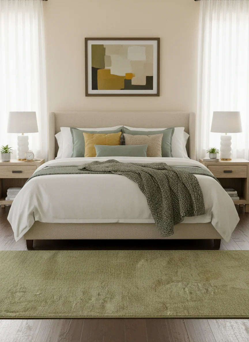 Yeşil Düz Yıkanabilir Antibakteriyel Halı