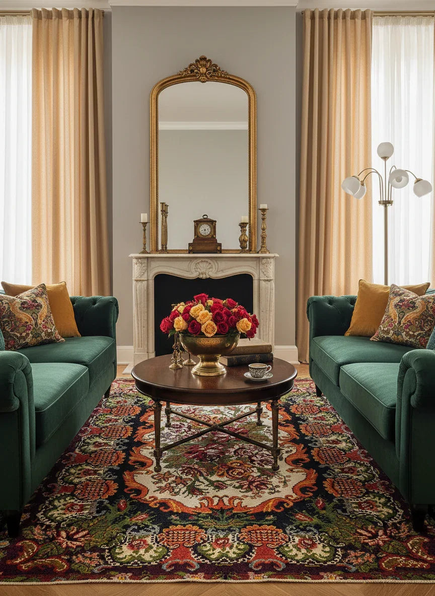 Karabağ Azerbaycan Çiçek Desenli Halı