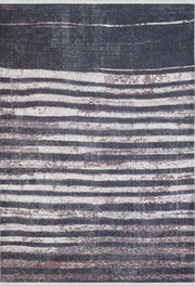 Eskitme Tarzı Siyah Bej Çizgili Halı