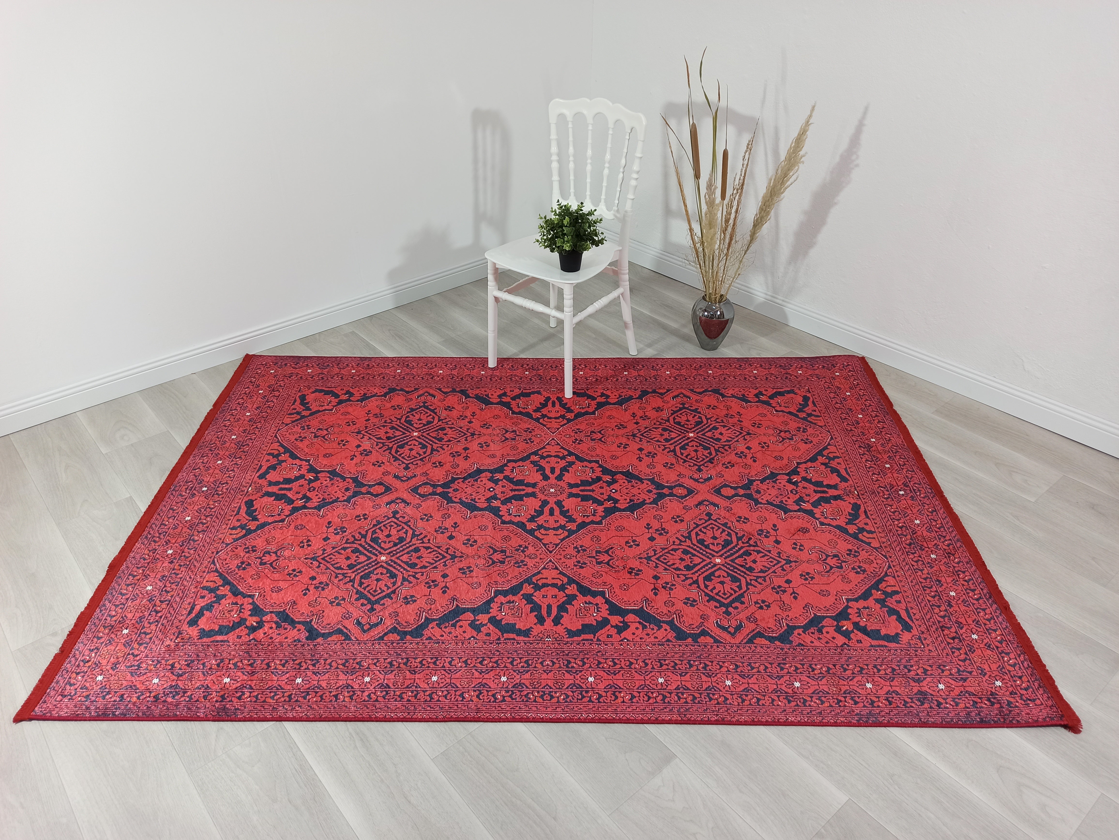 Brown Beige Geometric Antique Art Deco Rug