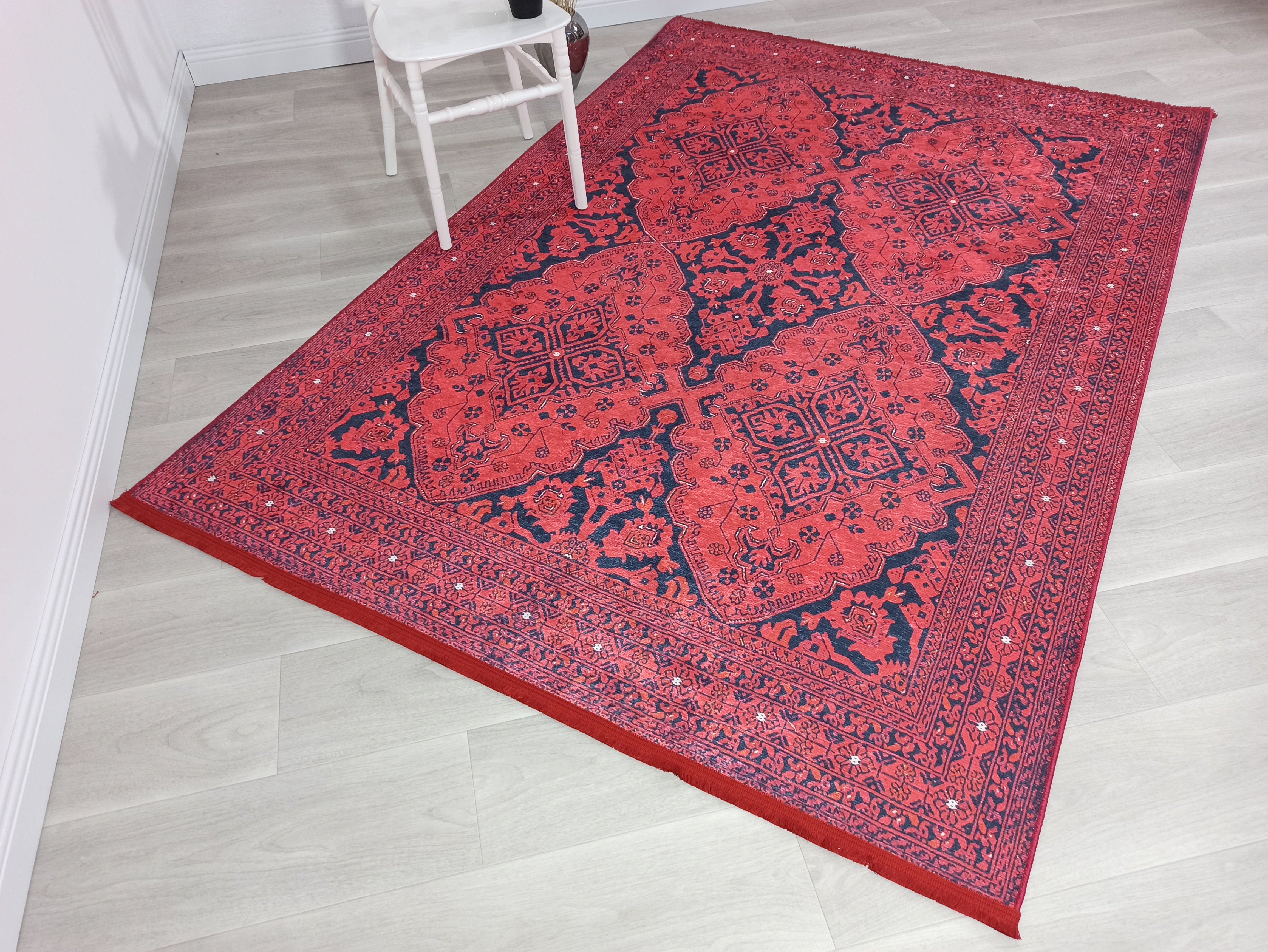 Brown Beige Geometric Antique Art Deco Rug