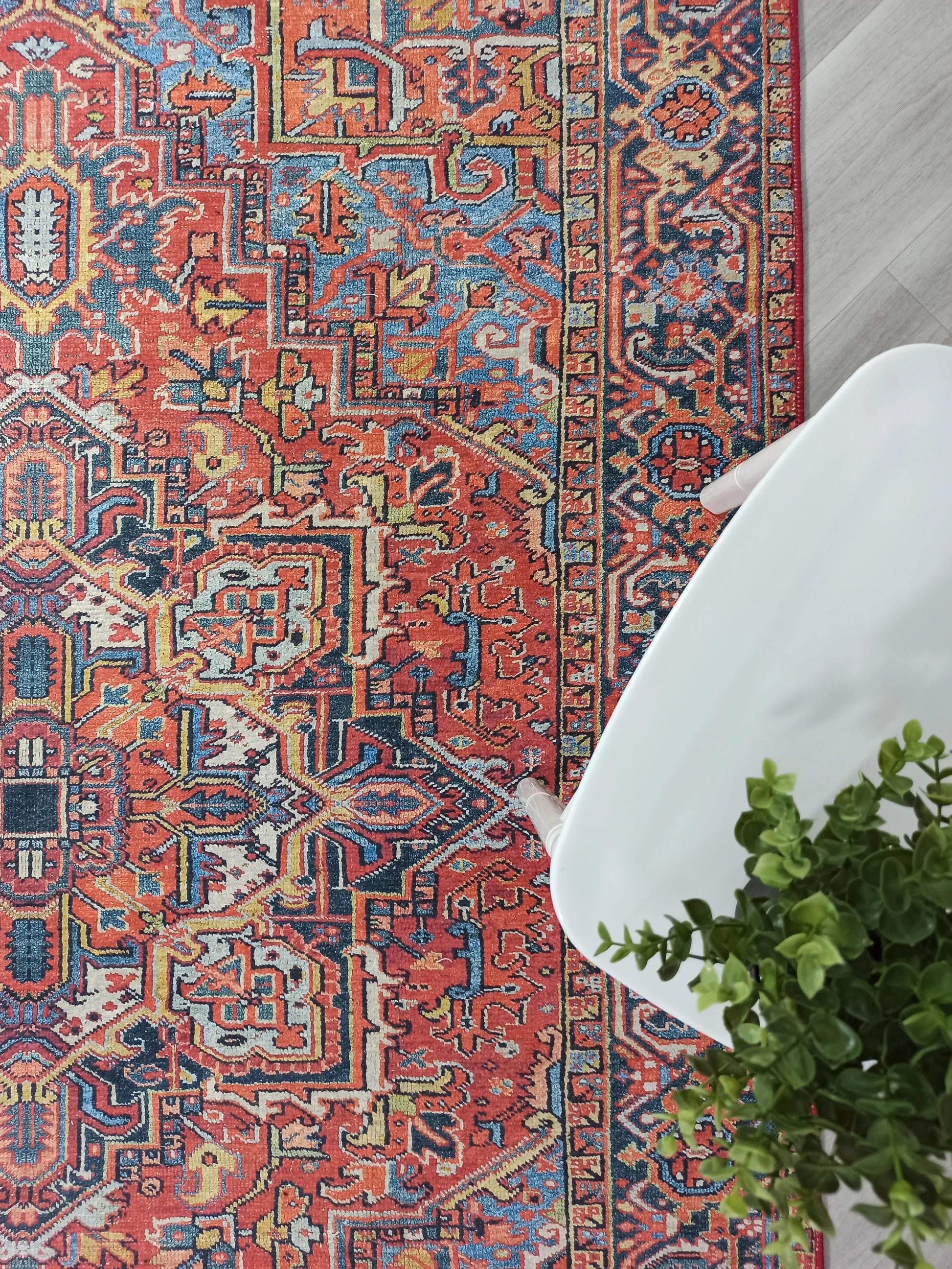 Canlı Kırmızı Çok Renkli Medallion Halı