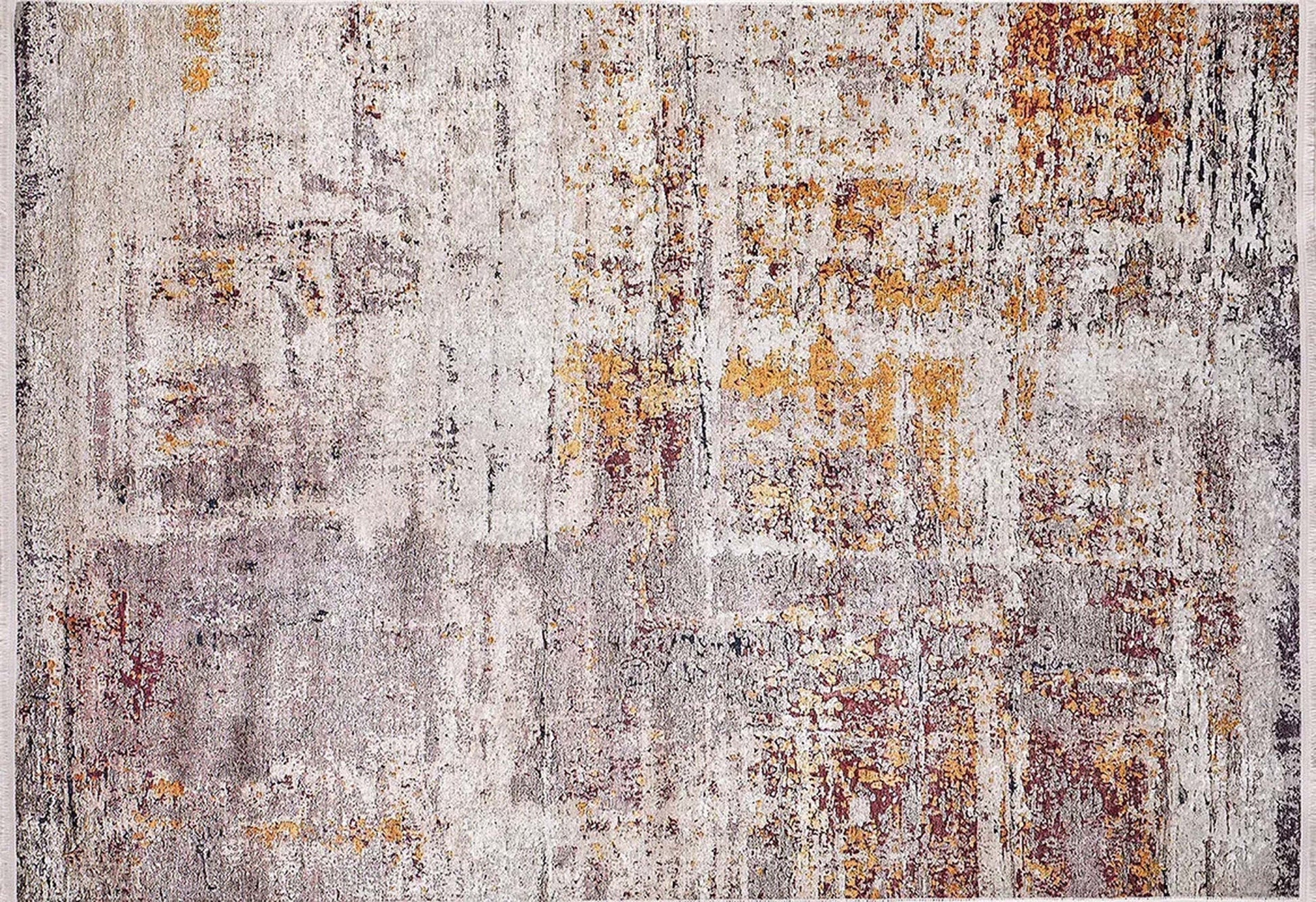 Abstract Desenli Fildişi Bej Altın Kahverengi Halı - Pera Halı