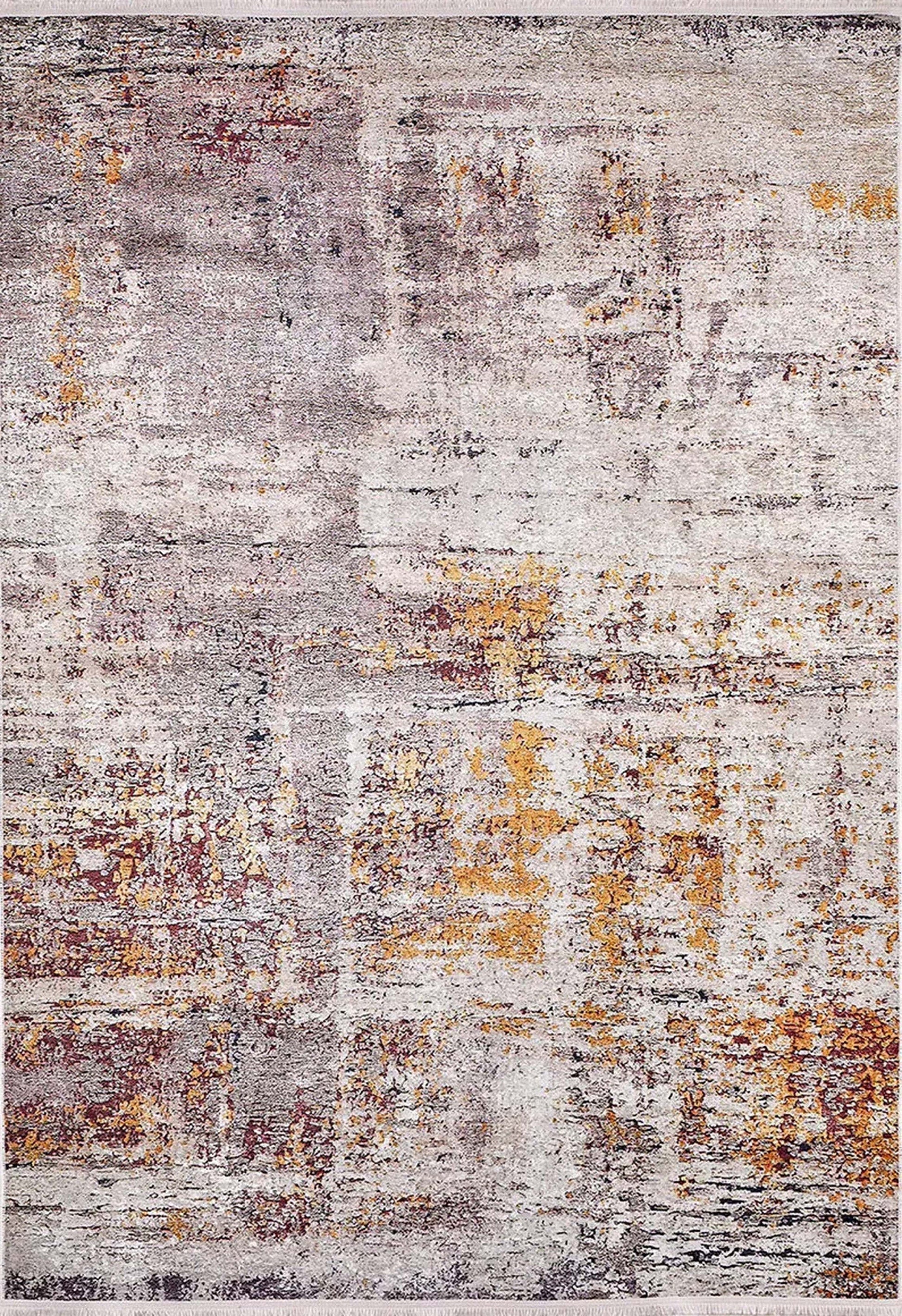 Abstract Desenli Fildişi Bej Altın Kahverengi Halı - Pera Halı