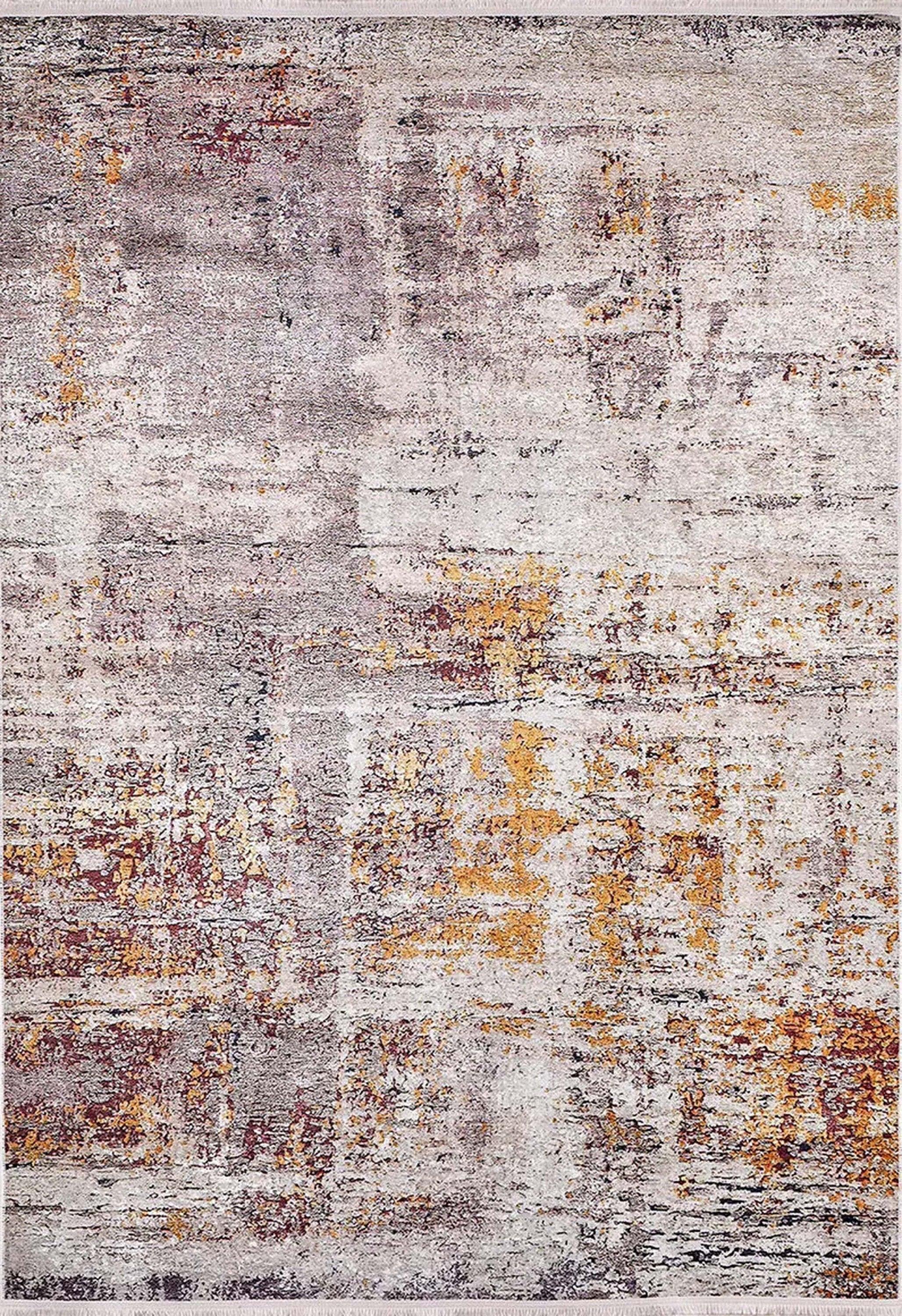 Abstract Desenli Fildişi Bej Altın Kahverengi Halı