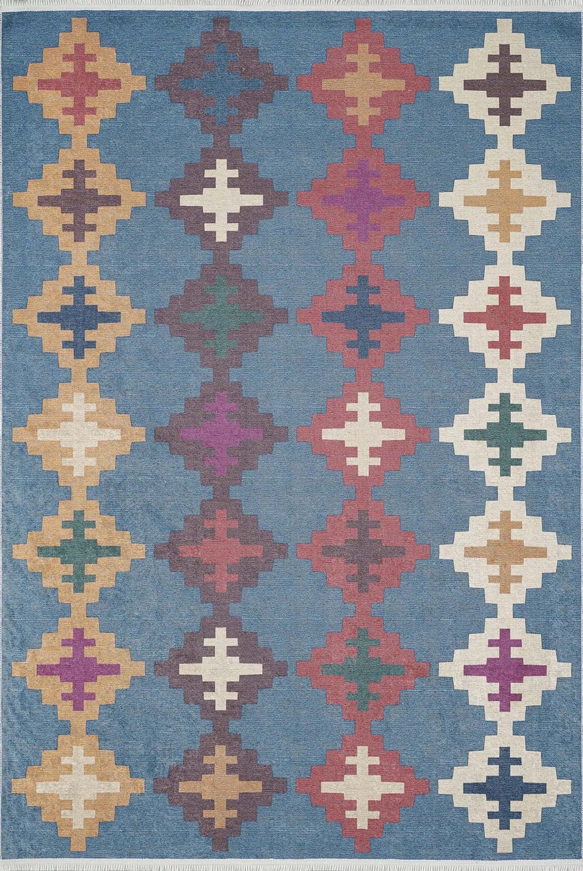 Vintage Bej Mavi Kilim Halı - Pera Halı