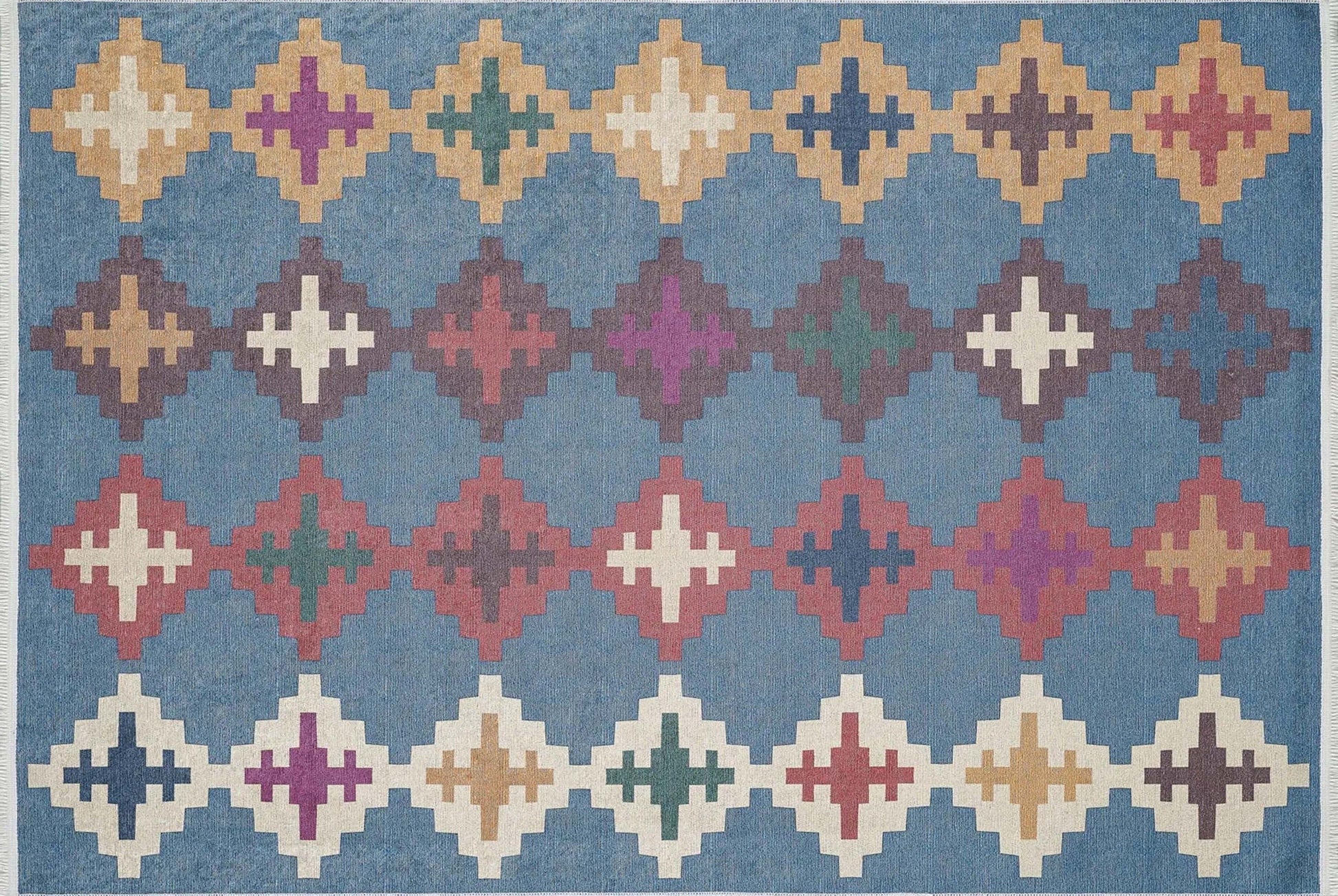 Vintage Bej Mavi Kilim Halı - Pera Halı