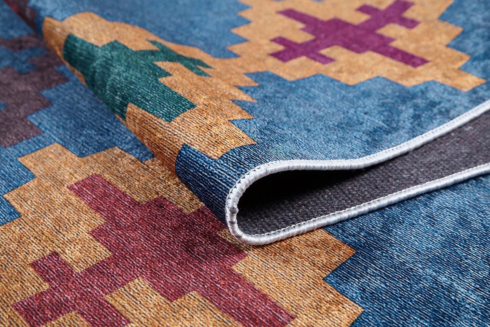 Vintage Bej Mavi Kilim Halı - Pera Halı